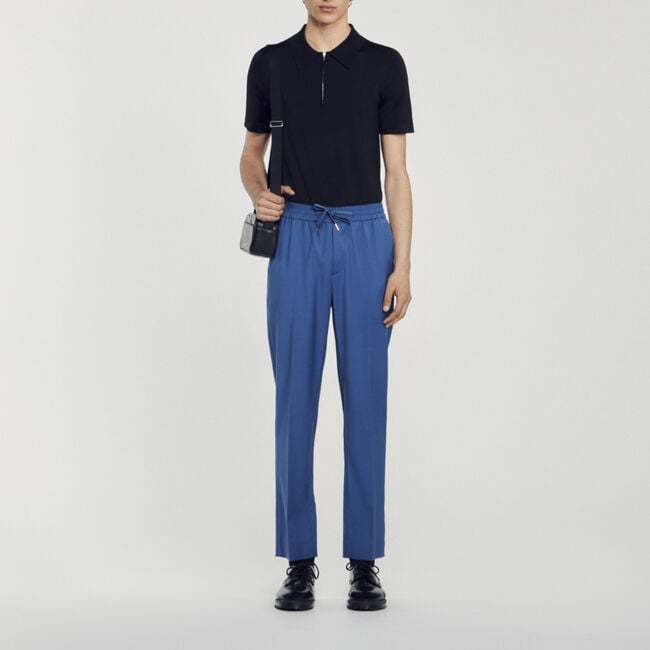 Elasticated straight-leg trousers
