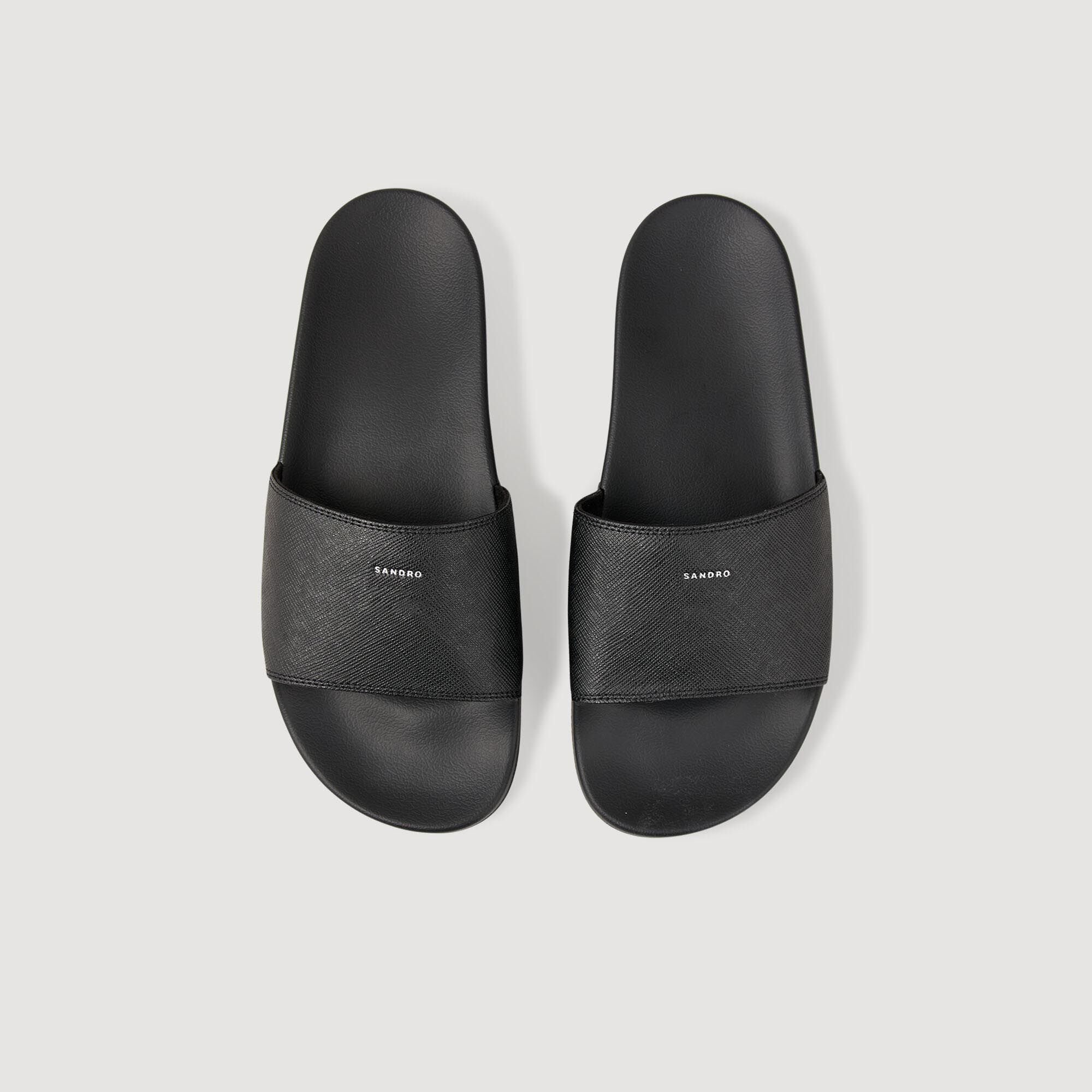 【新品】Saturdays NYC Banya Leather Slides Saturdays NYC - Banya Leather Slides - Black Saturdays NYC