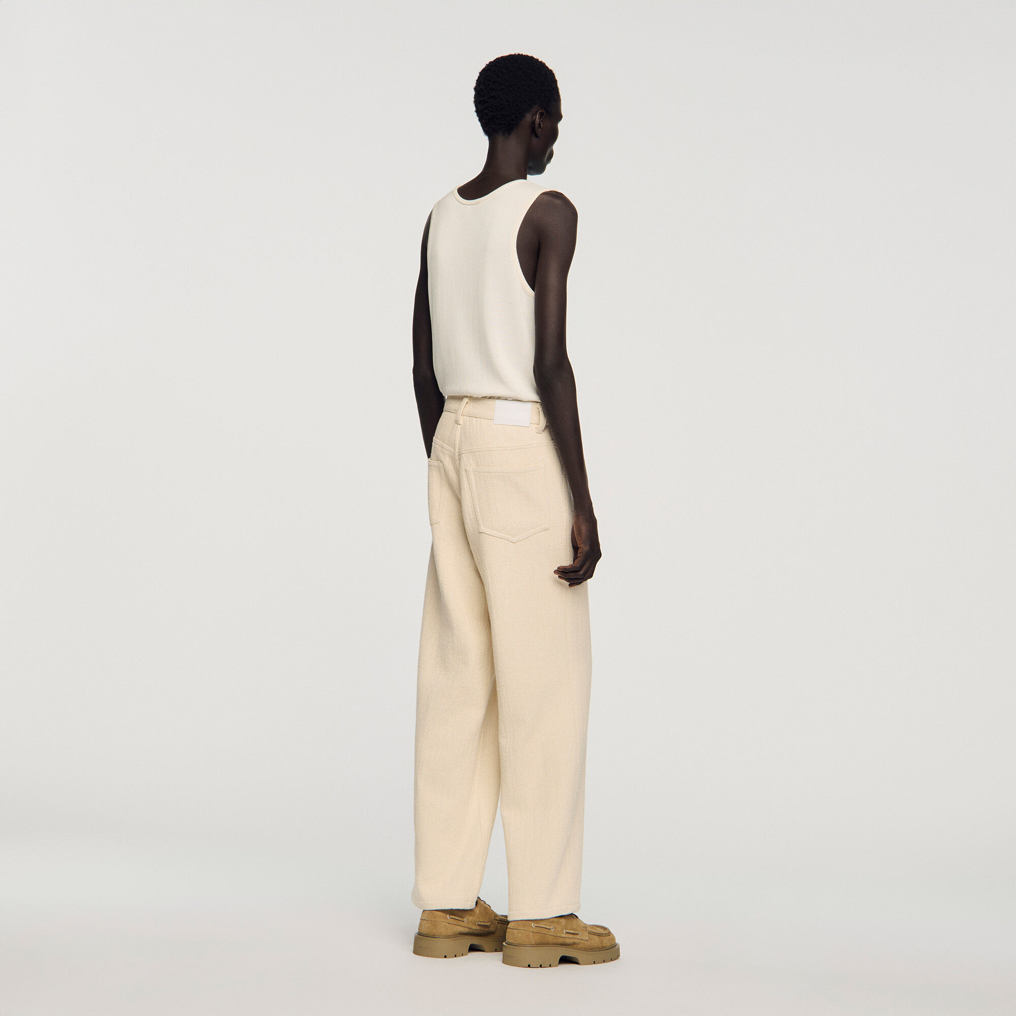 Wide-leg cotton trousers