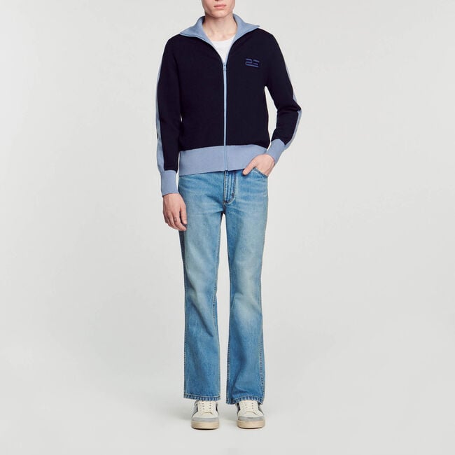 Two-tone knit cardigan