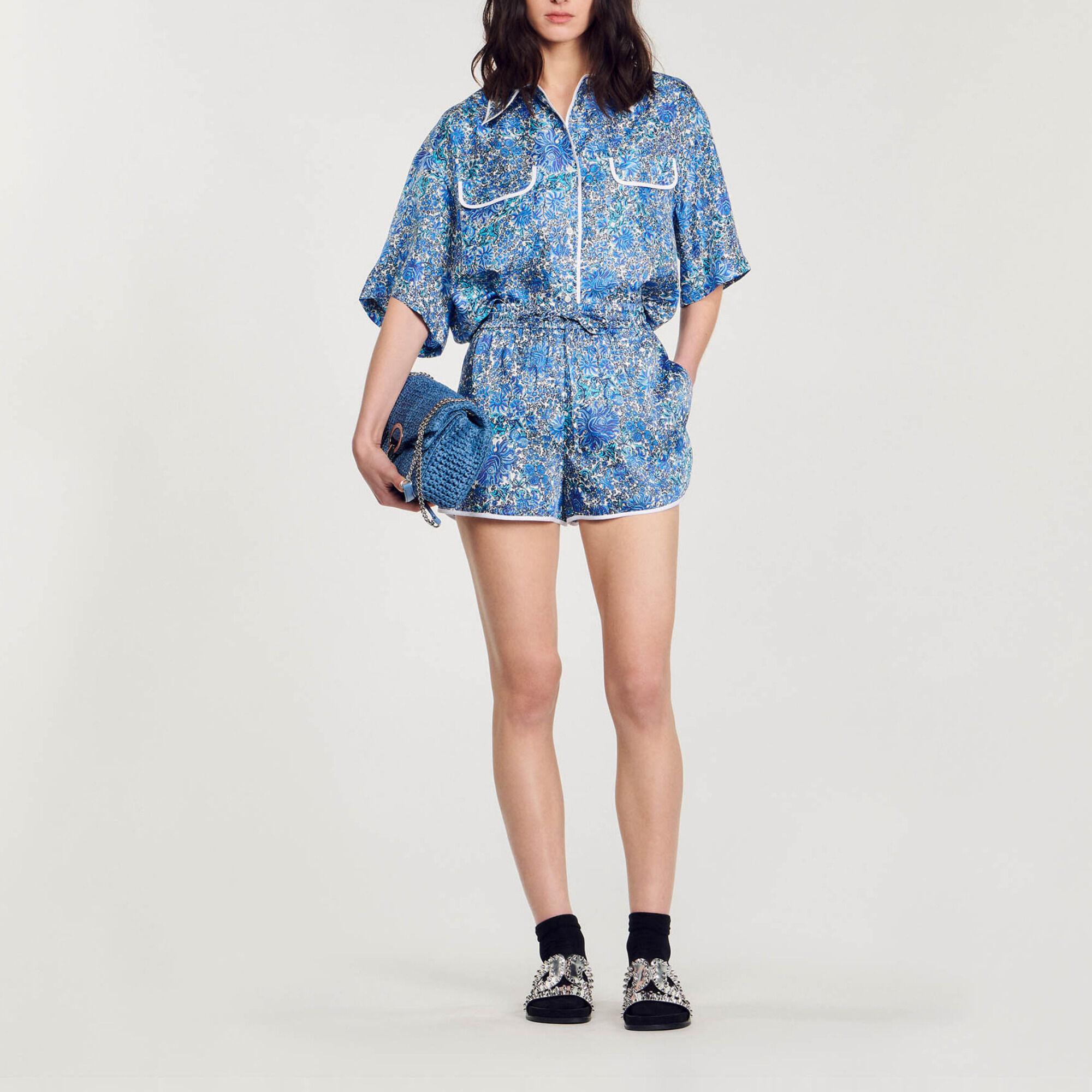 Floral print shorts blue For Women Sandro Paris