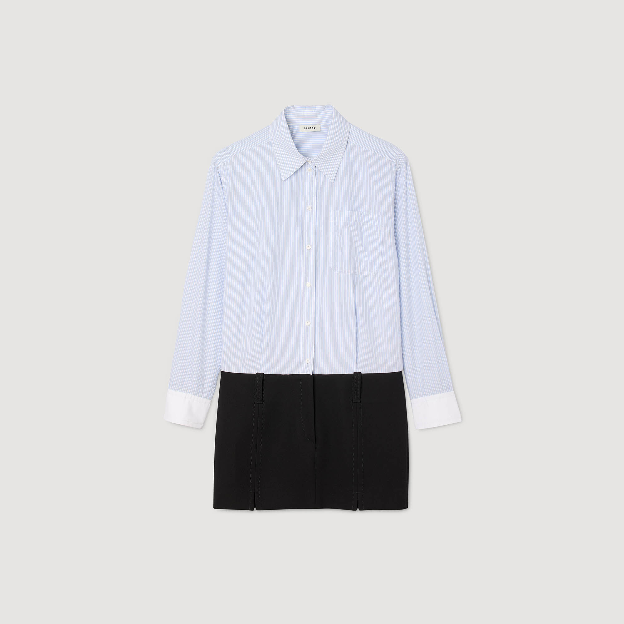 Short dress with dual materials