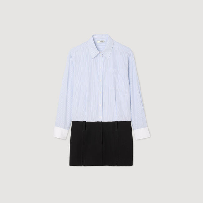 Short dress with dual materials