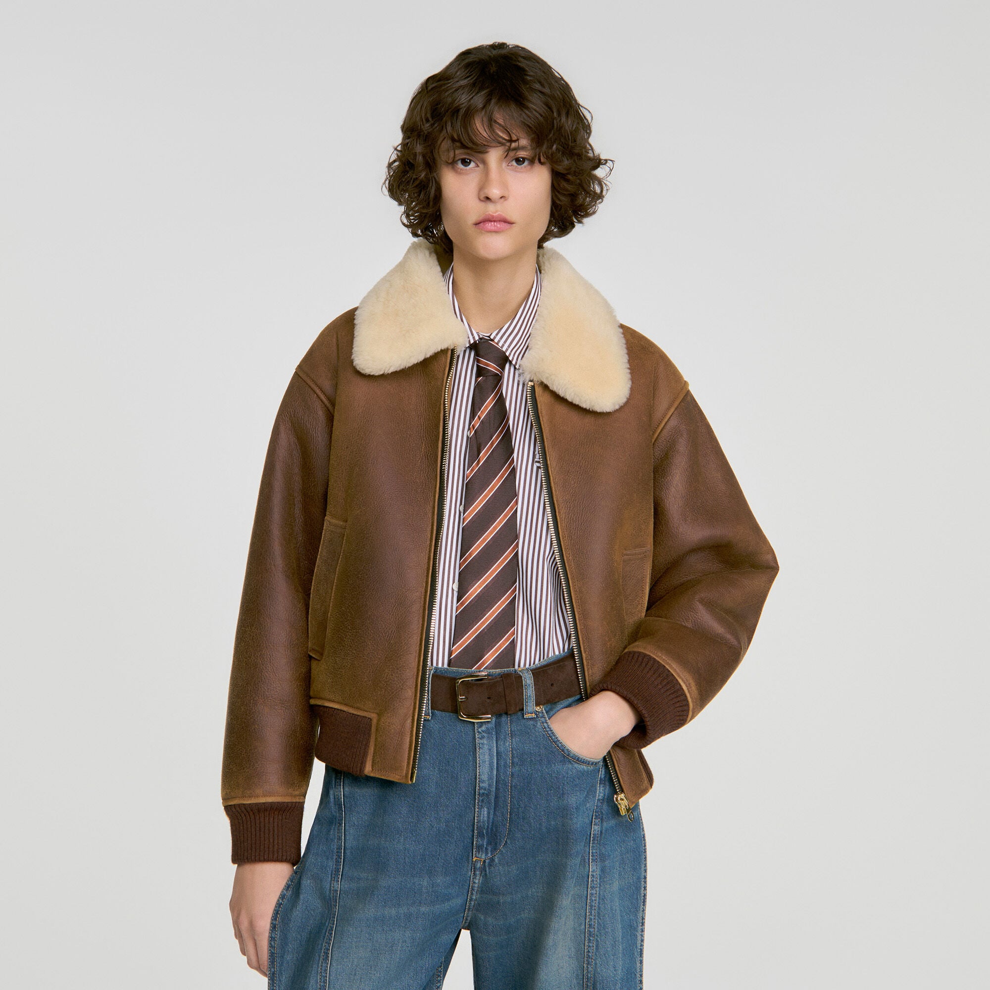 Zipped shearling jacket - Women | Sandro