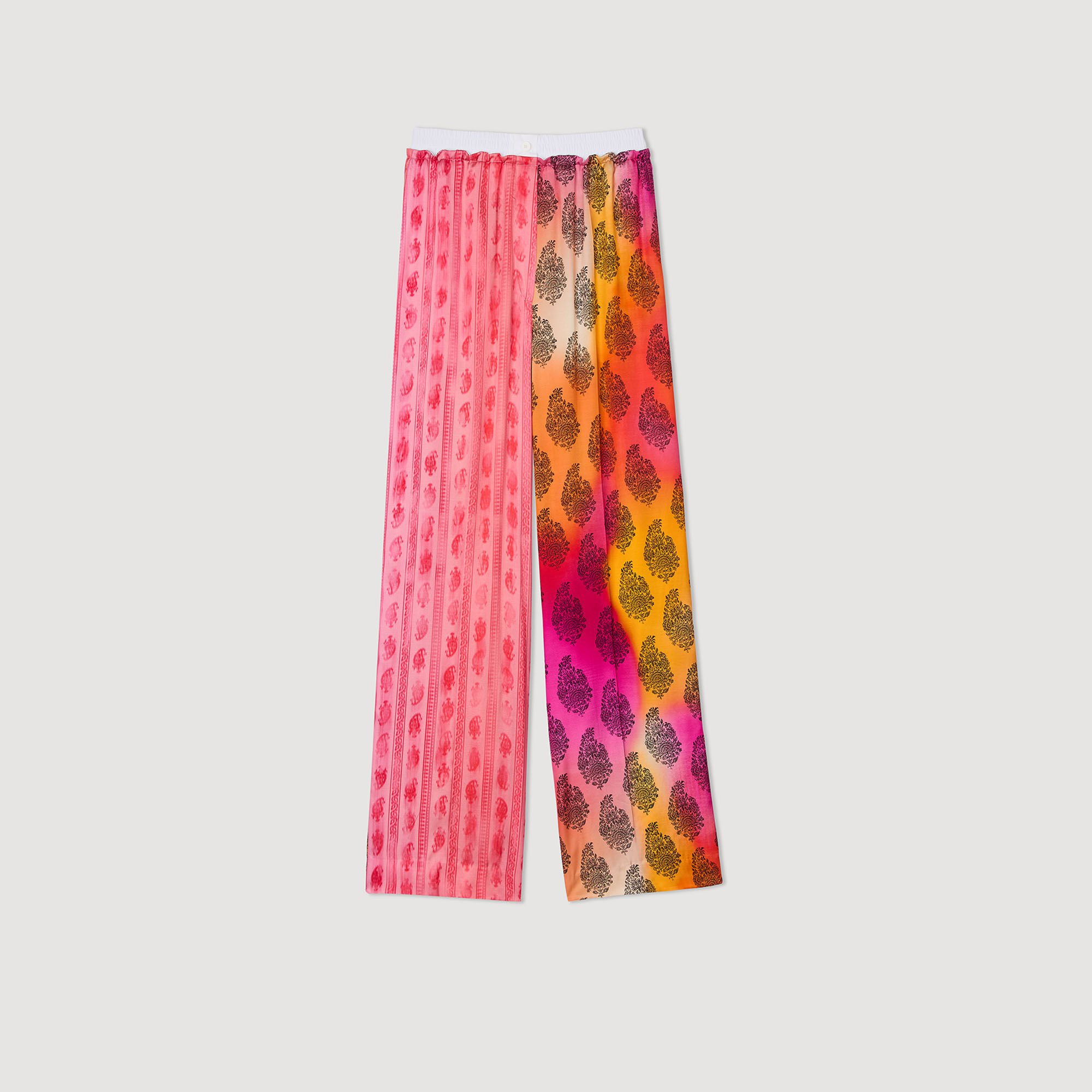 Wide-leg patterned trousers