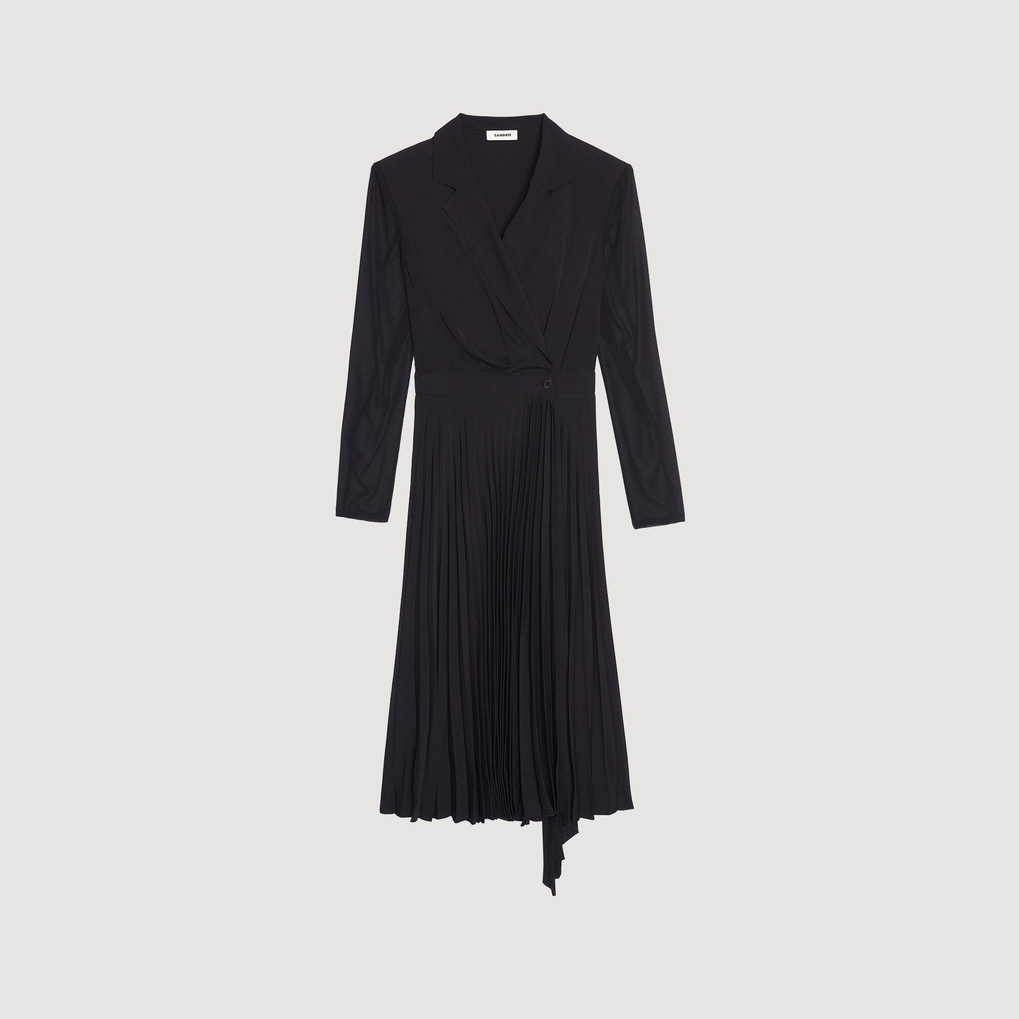 Dual-material long-sleeved dress black / gray For Women