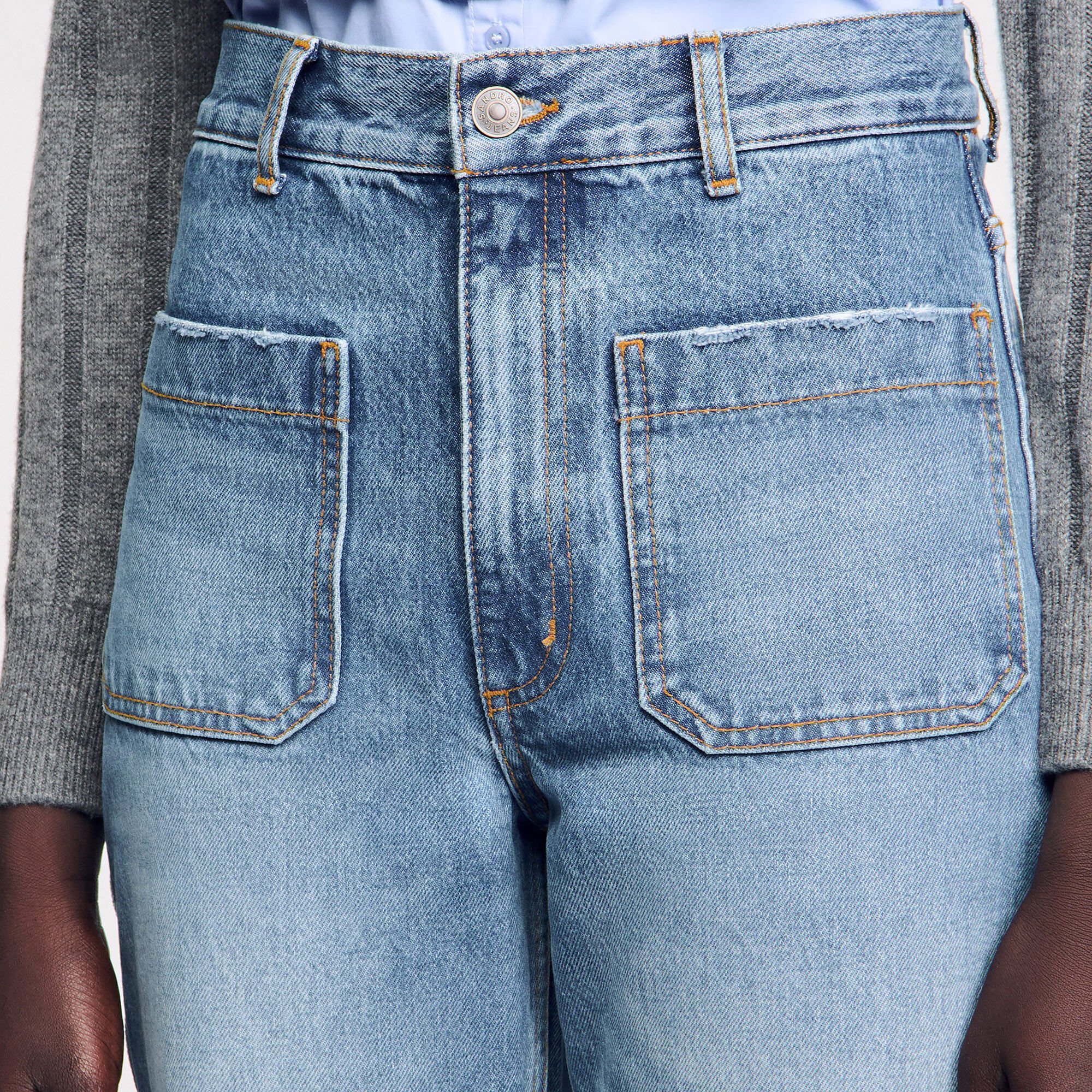 Flared faded jeans