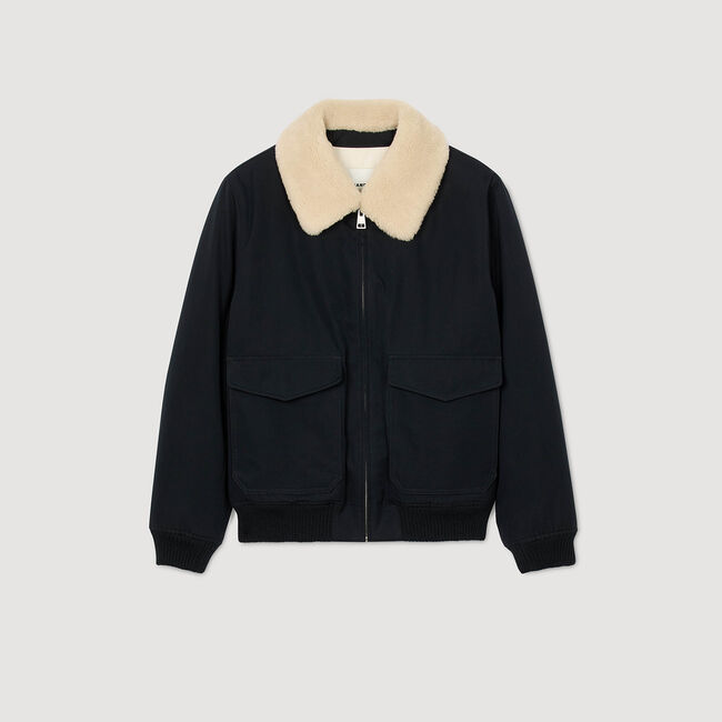 Shearling collar aviator jacket