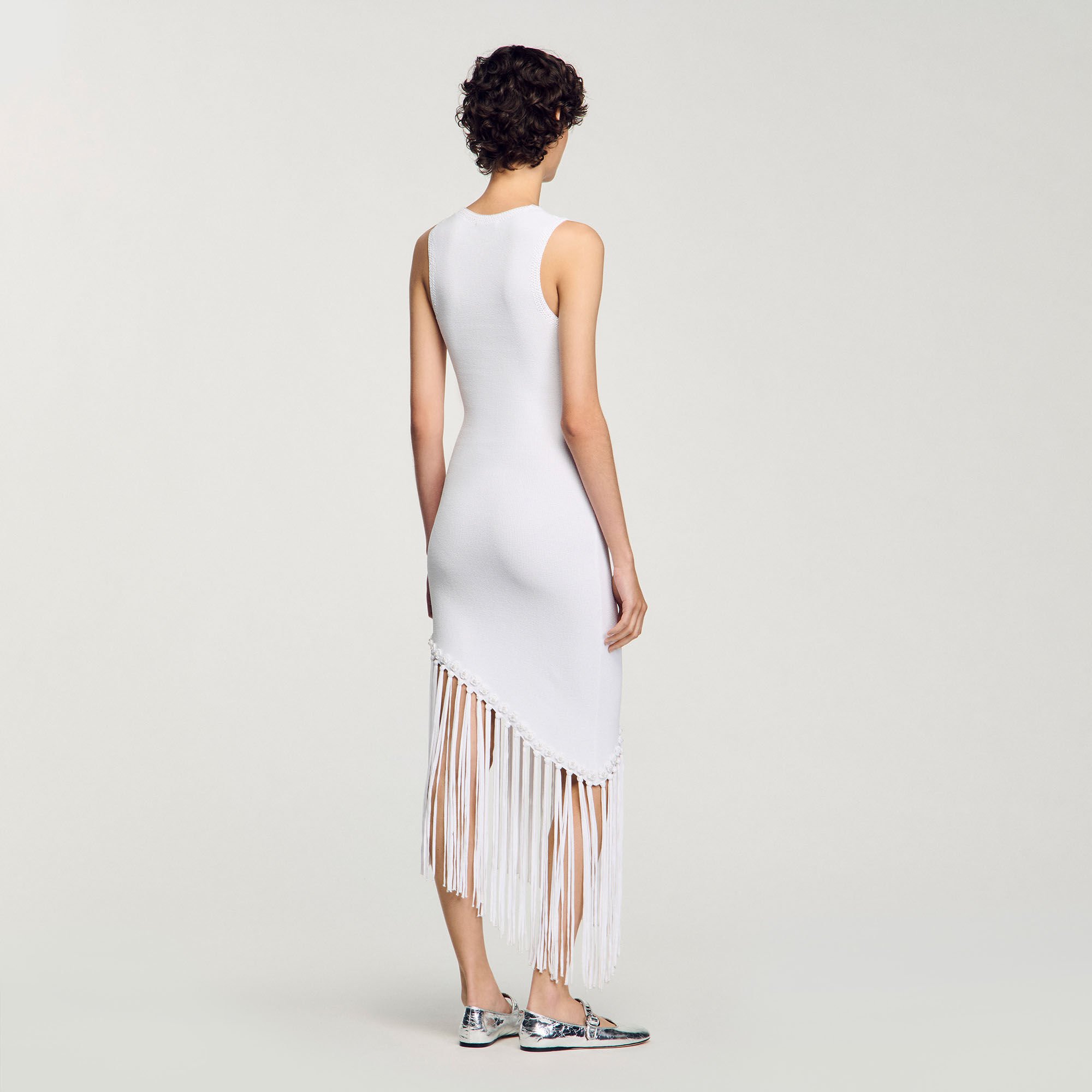 Fringed crochet maxi dress