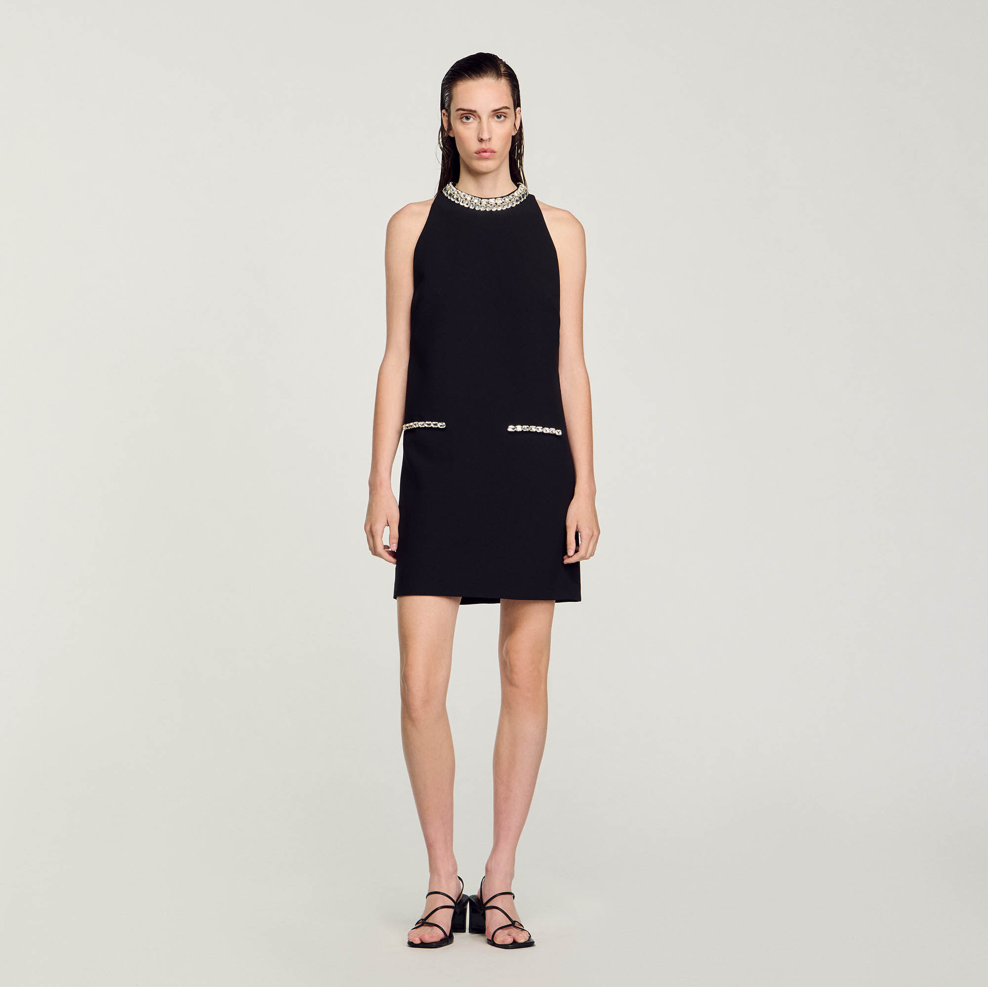 Rhinestone dress black gray For Women Sandro Paris