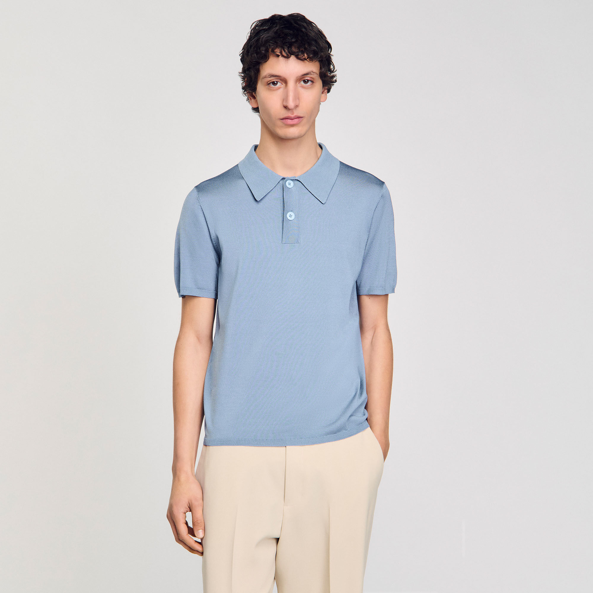 Short-sleeve knitted polo shirt