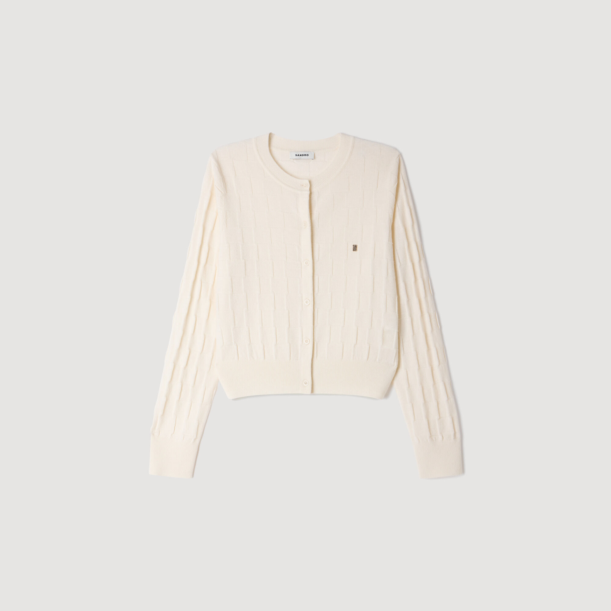 Cropped check stitch cardigan - Women | Sandro