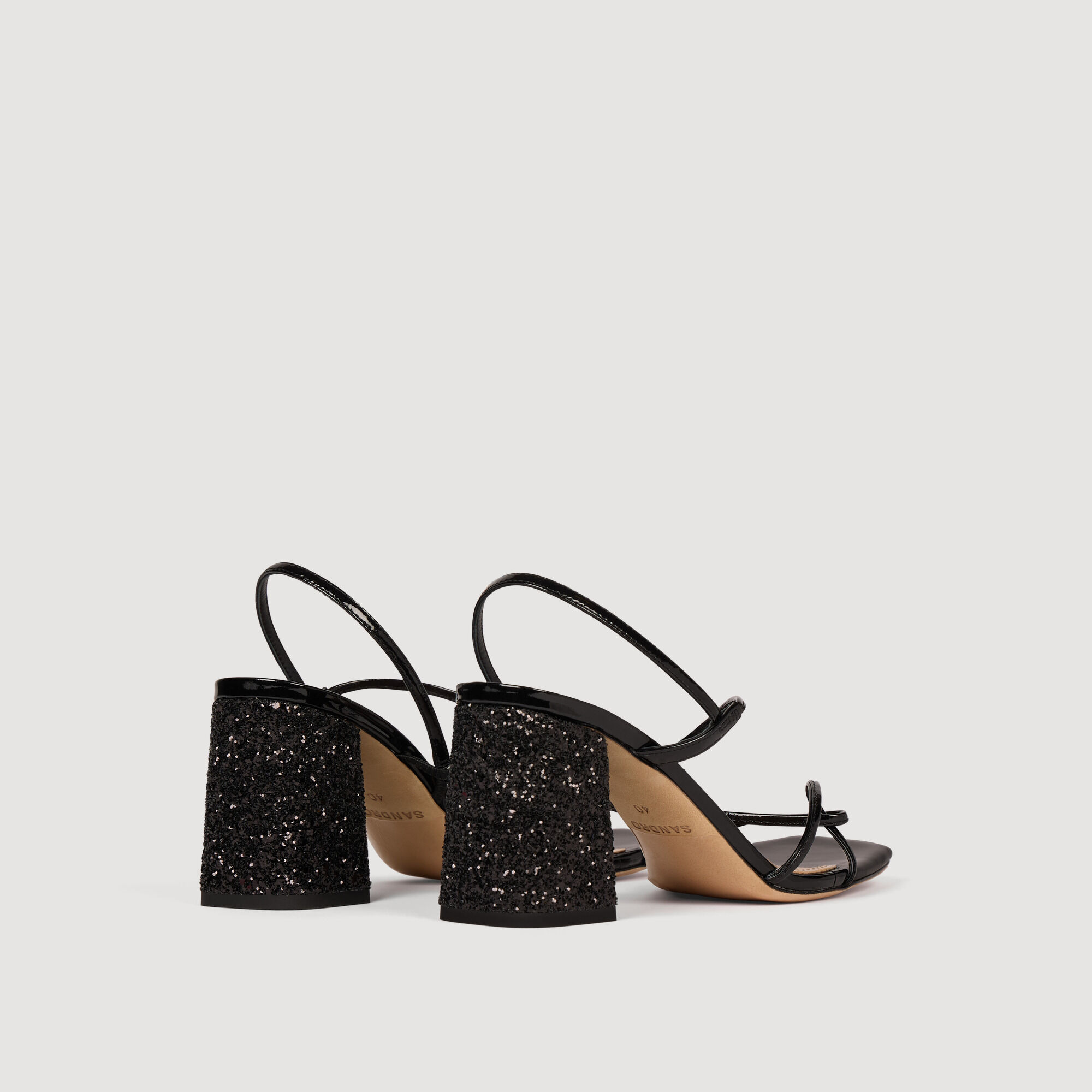 Glitter heel sandals