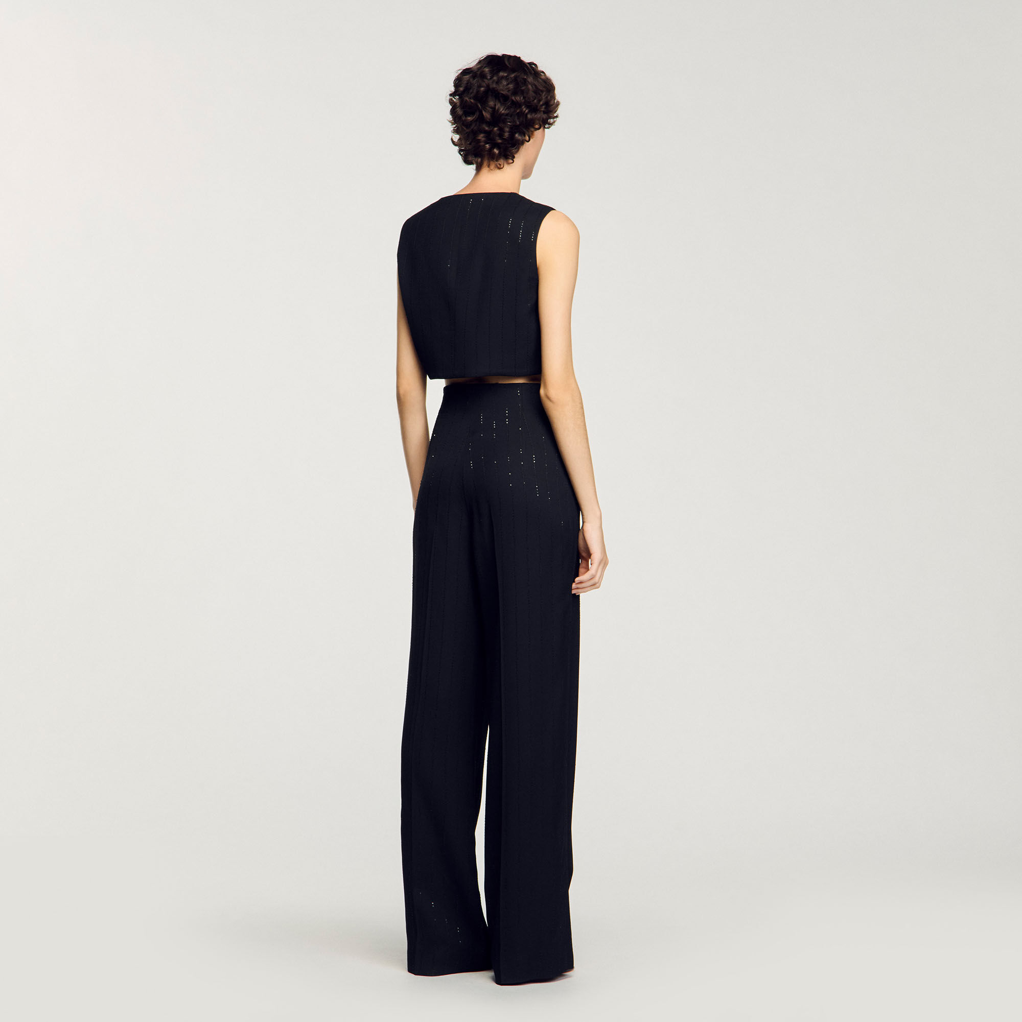 Sequinned suit trousers black / gray For Women | Sandro Paris