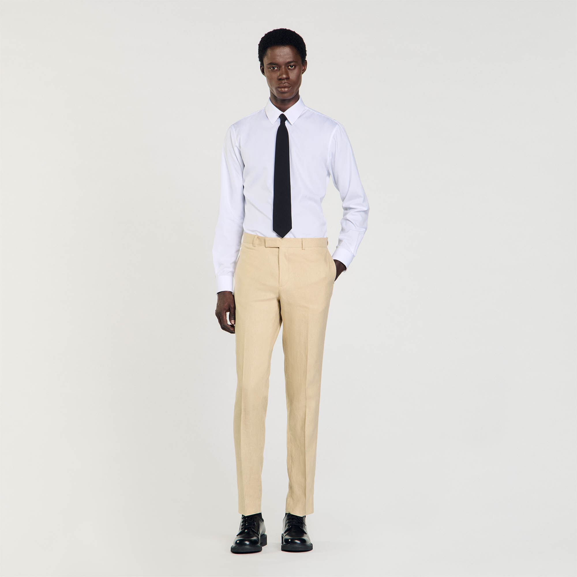 Linen trousers white beige for Men Sandro Paris