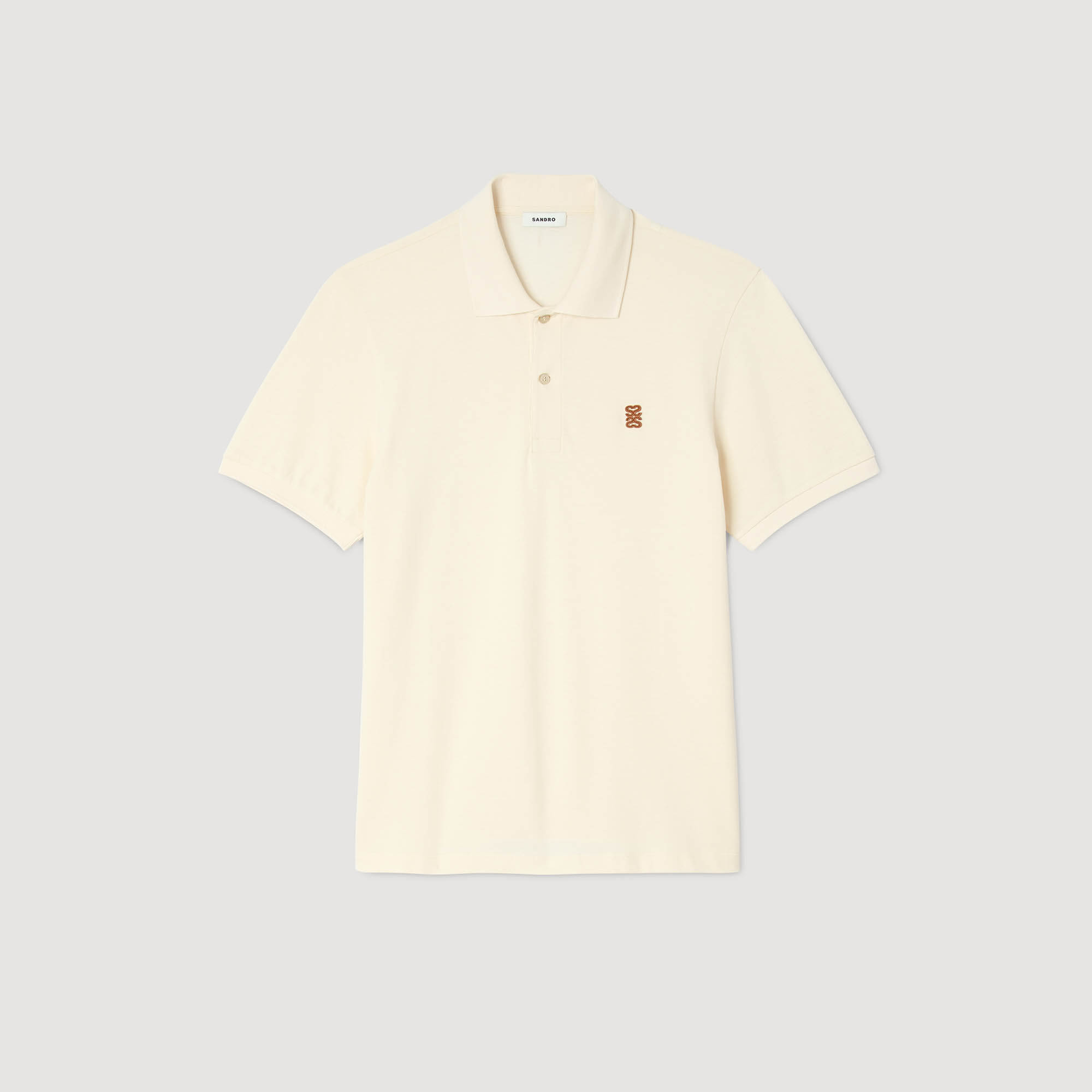 Polo shirt with leather logo