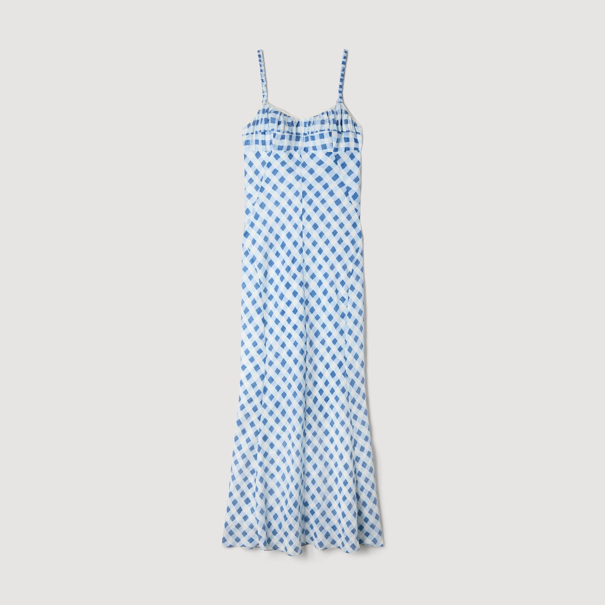 Gingham linen maxi dress