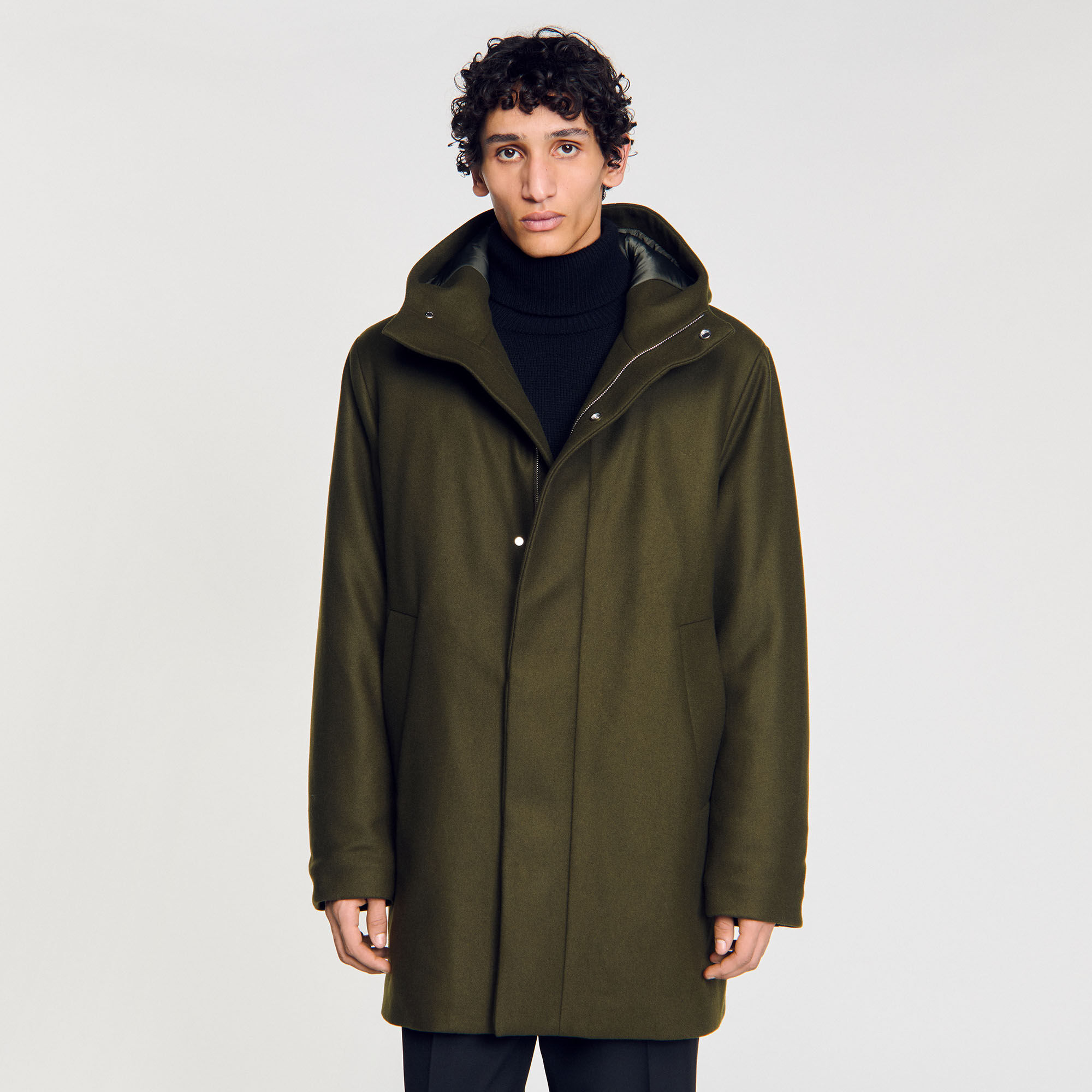 Hooded wool parka