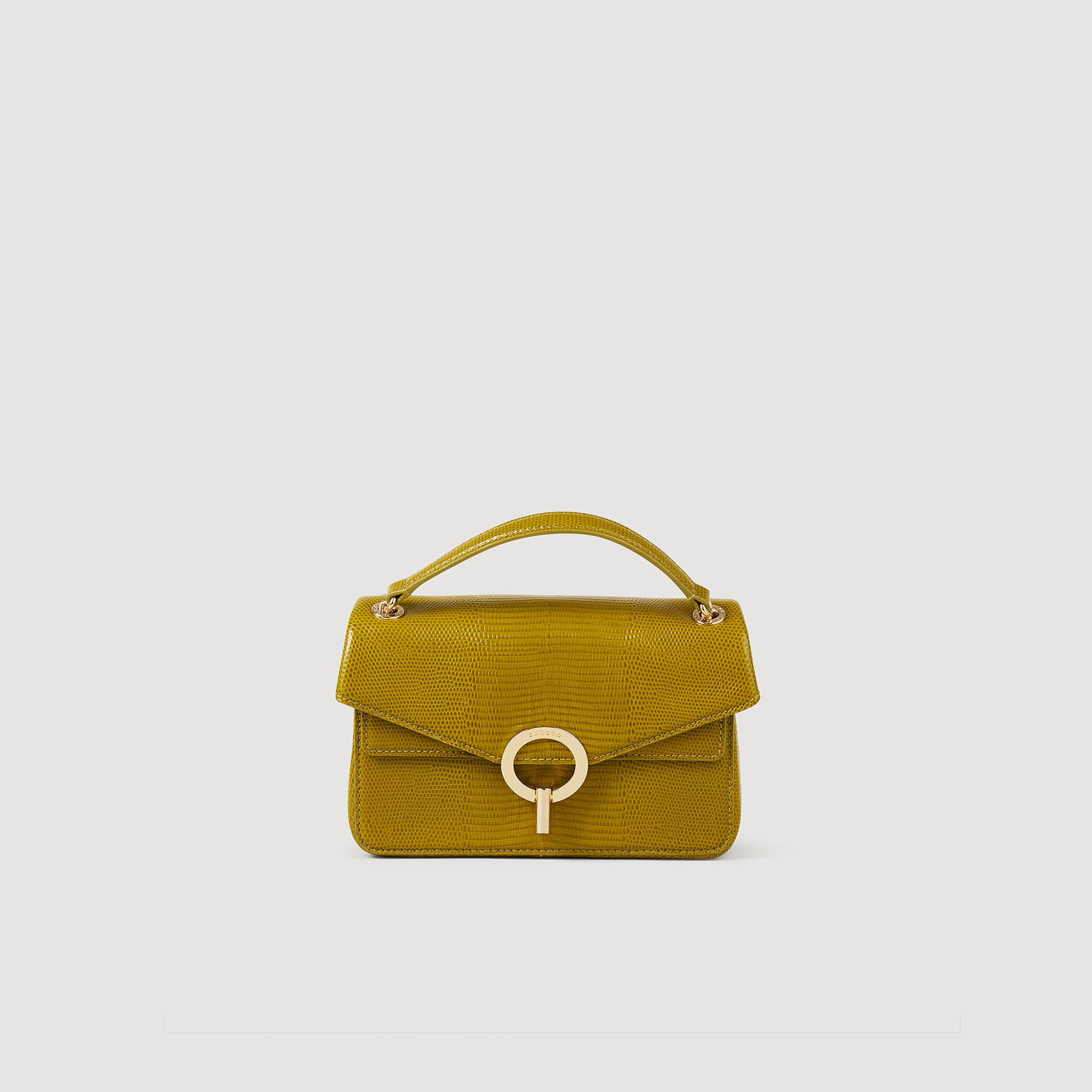 Green mock croc handbag top