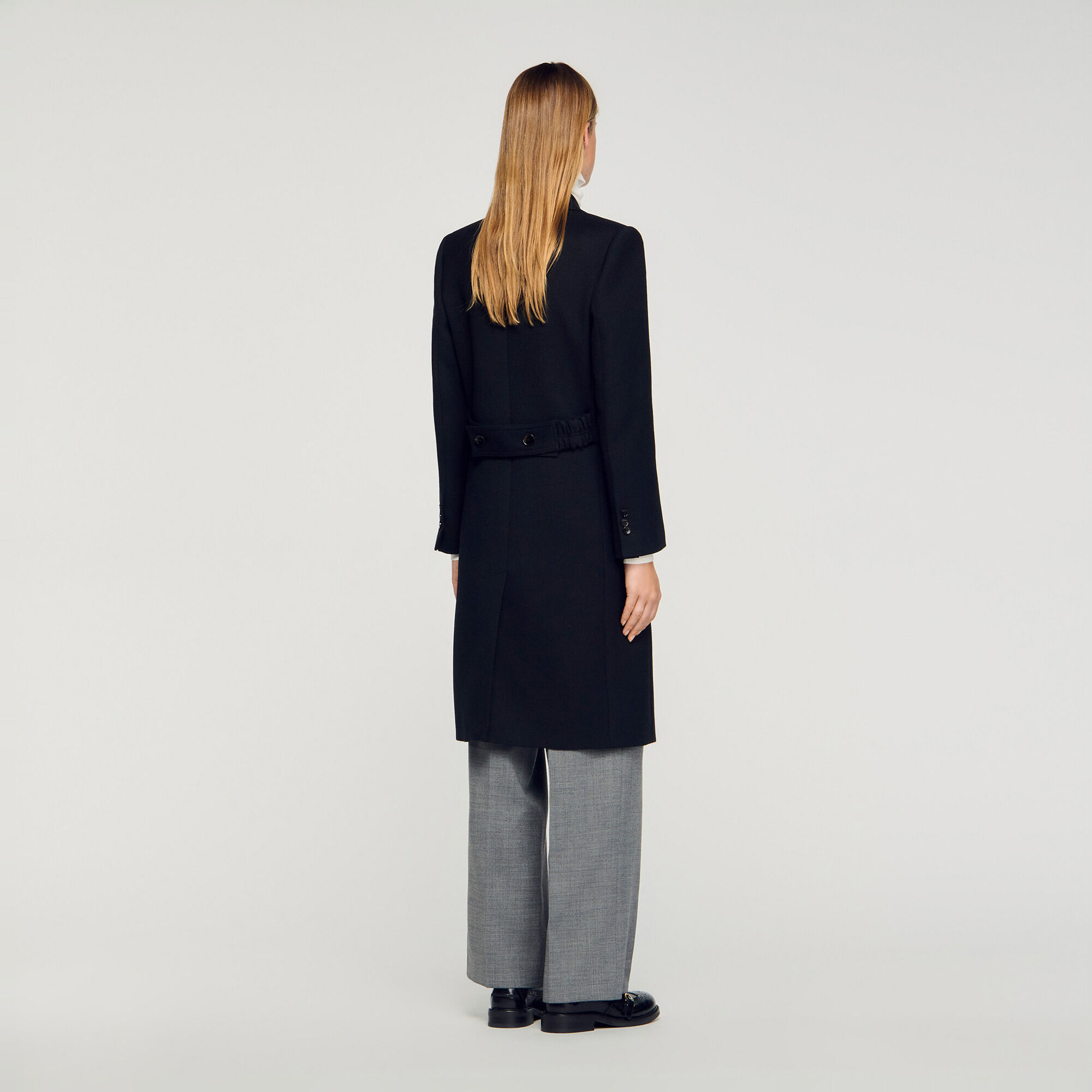 Long coat with satin lapels - Women | Sandro