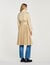 Pleated trench coat with belt