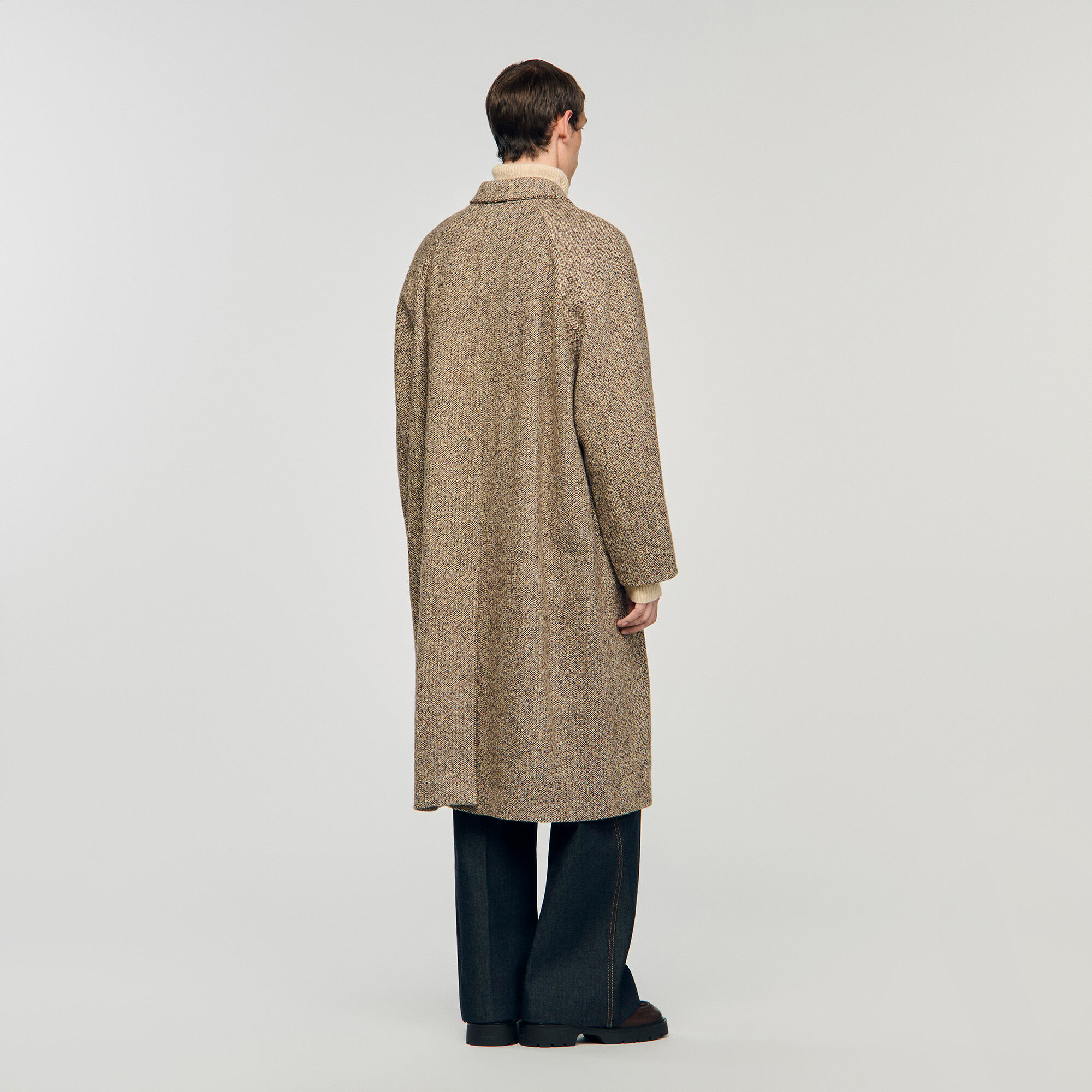 Oversized wool coat brown for Men | Sandro Paris