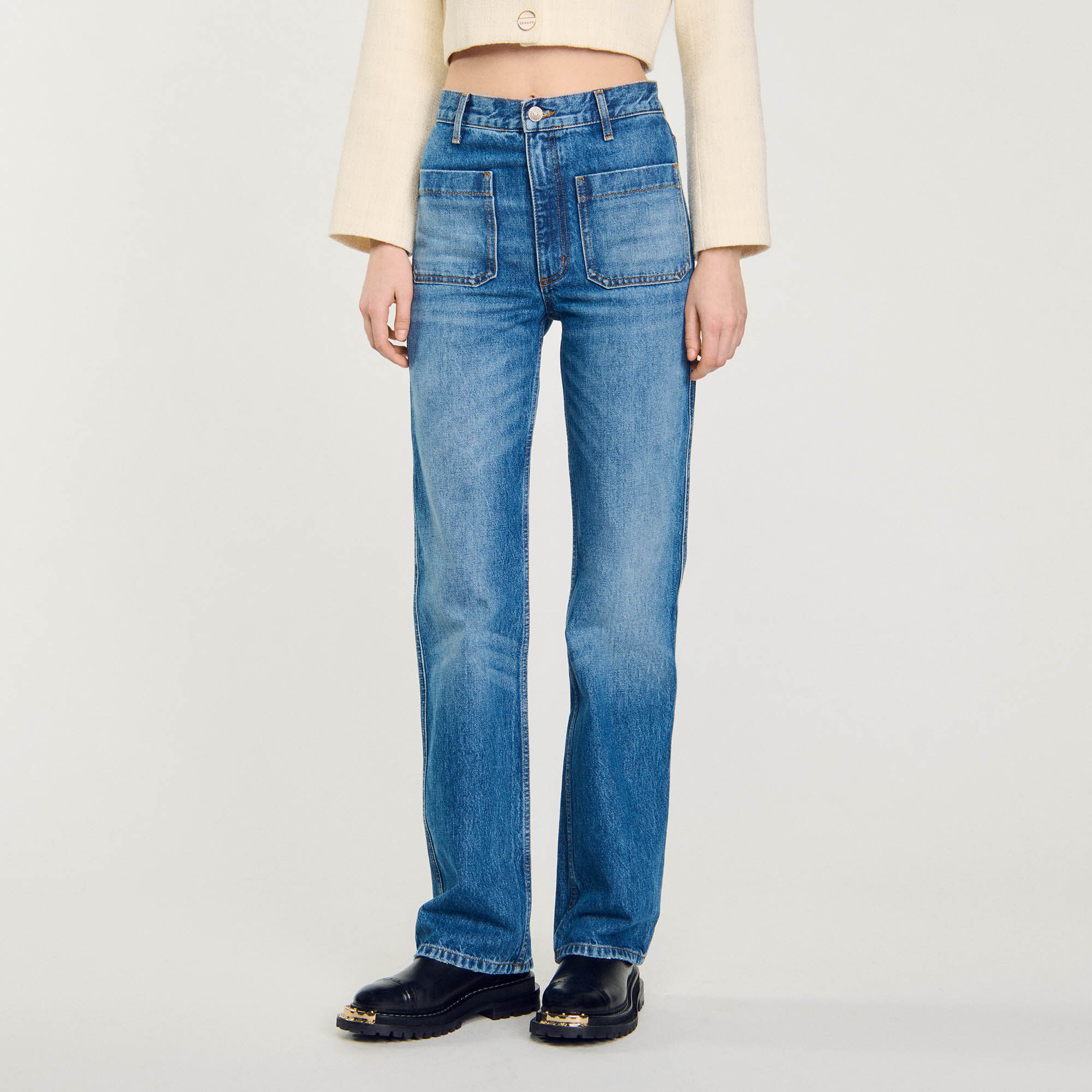 Flared faded jeans