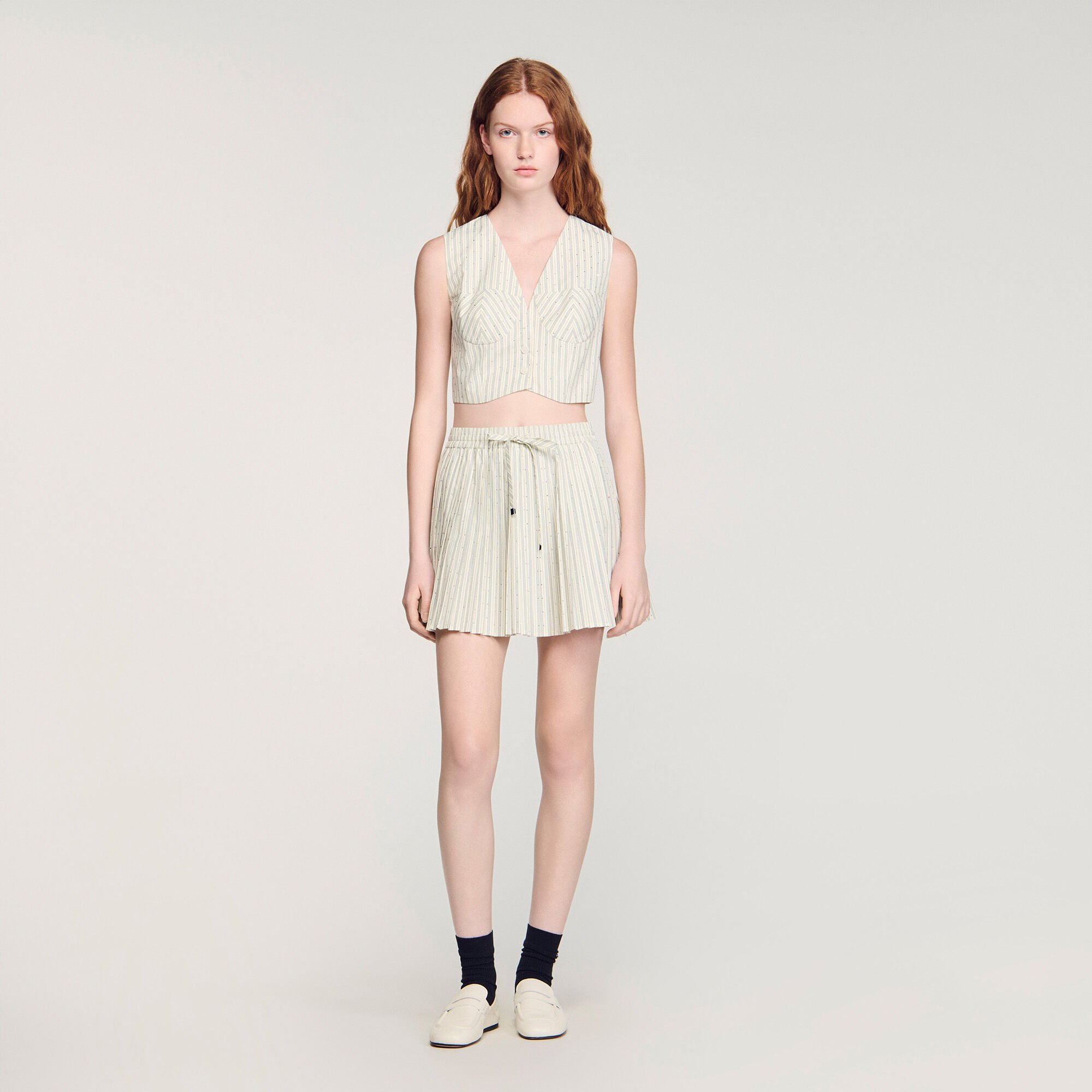 Short rhinestone striped skirt