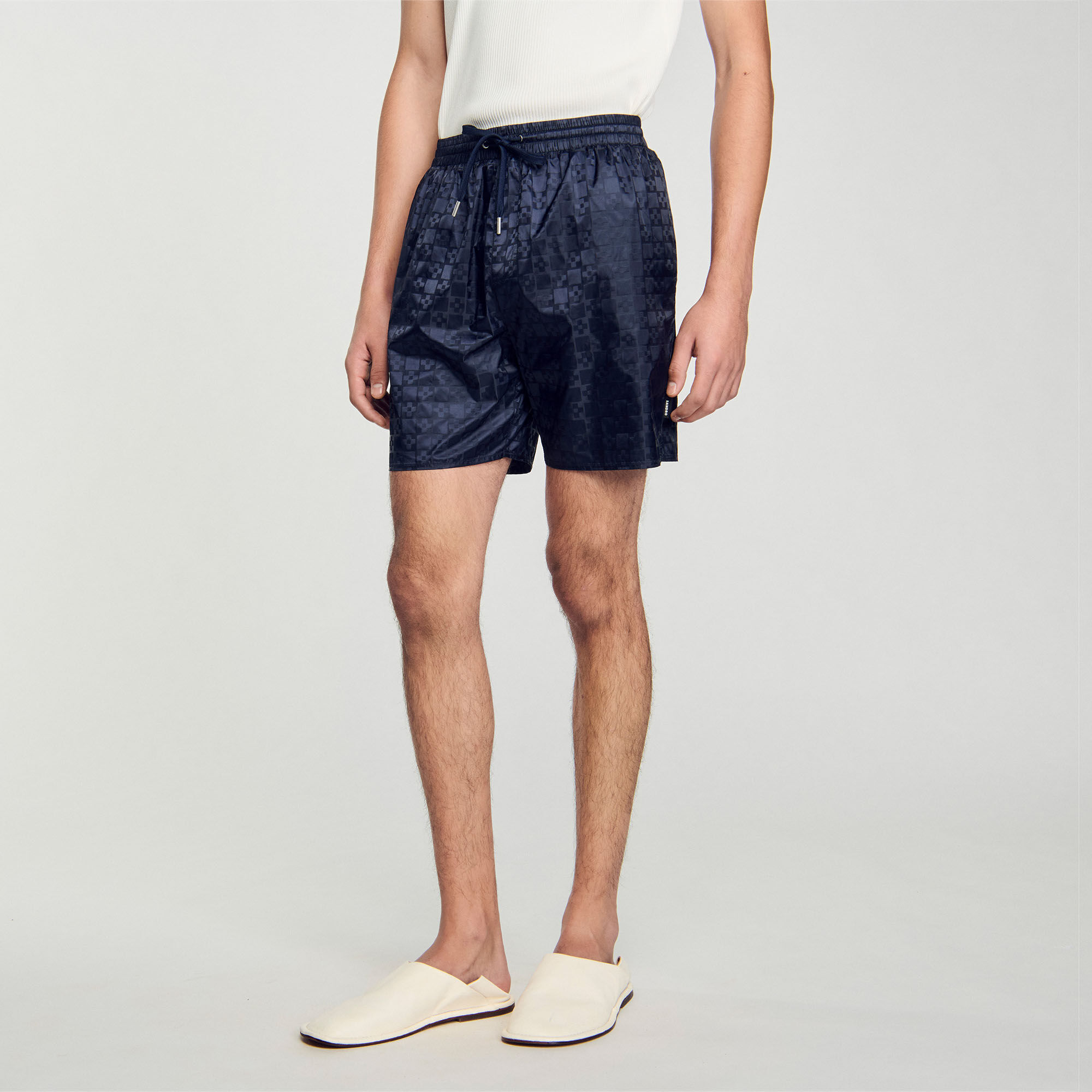 Squarecross swim shorts blue for Men | Sandro Paris