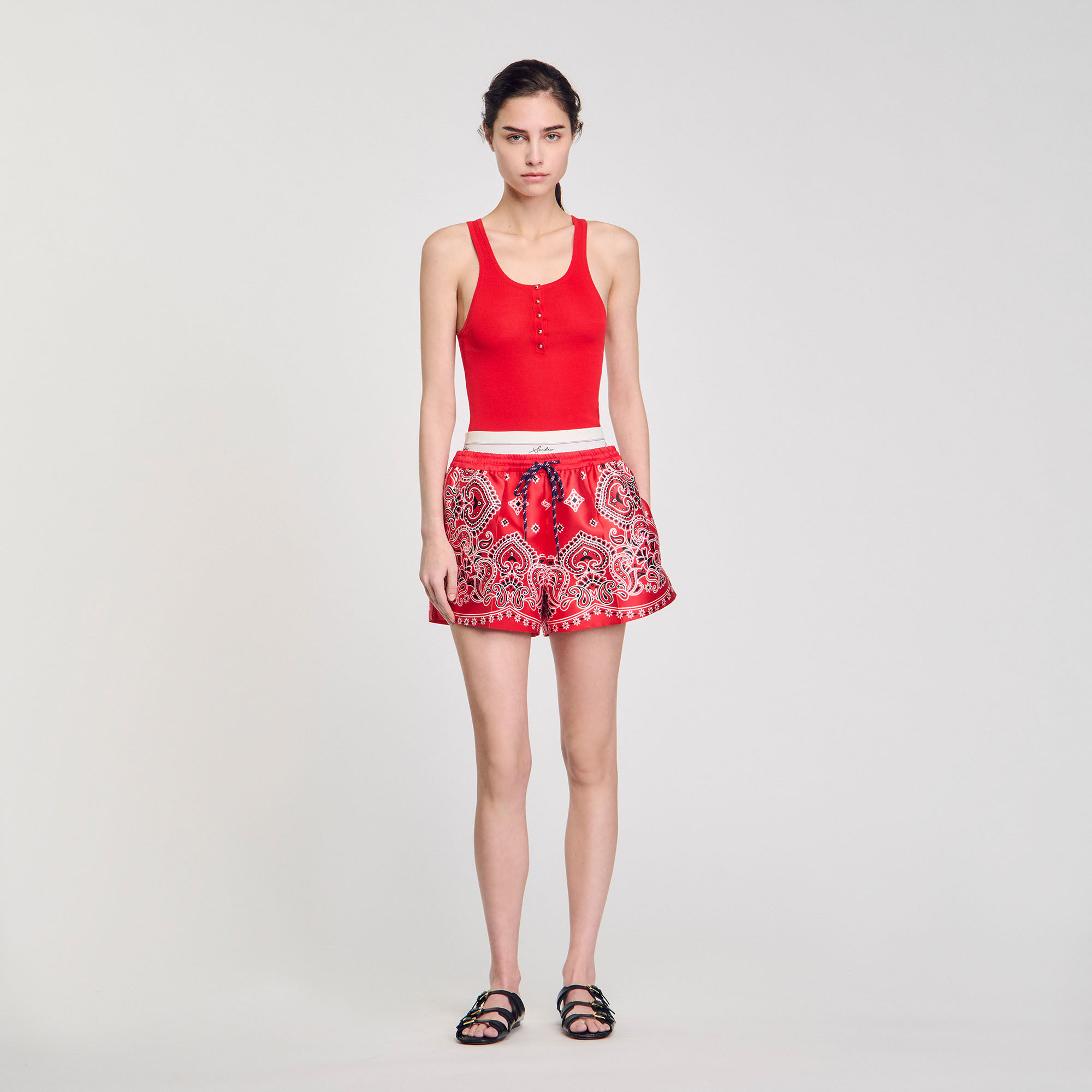 Rib knit vest top red For Women | Sandro Paris