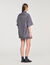 Oversized striped rhinestone shirt