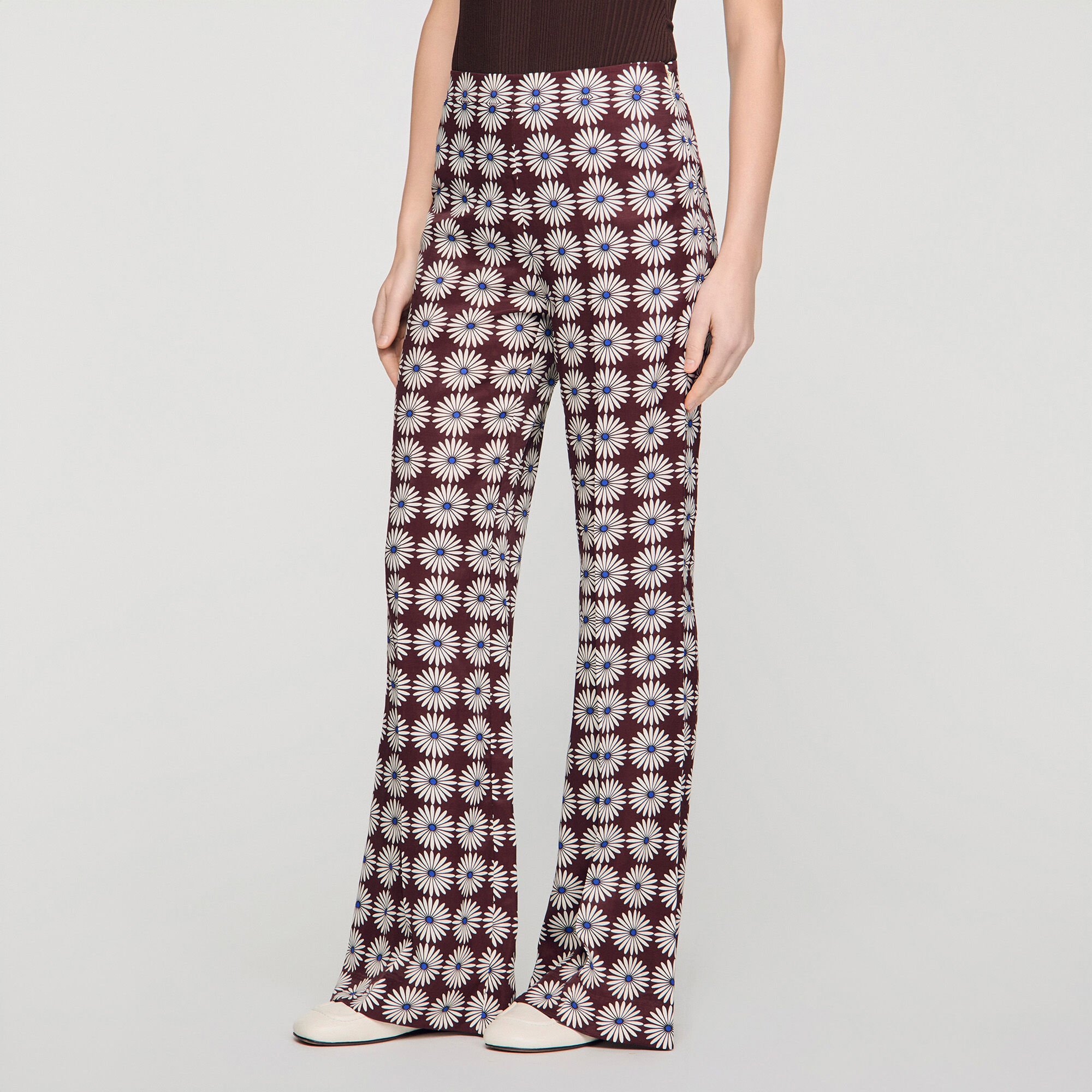 Floral-print floaty trousers