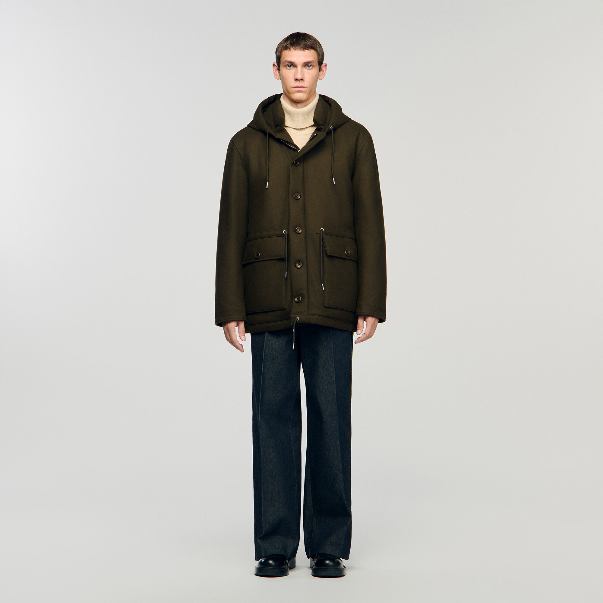 Hooded wool parka