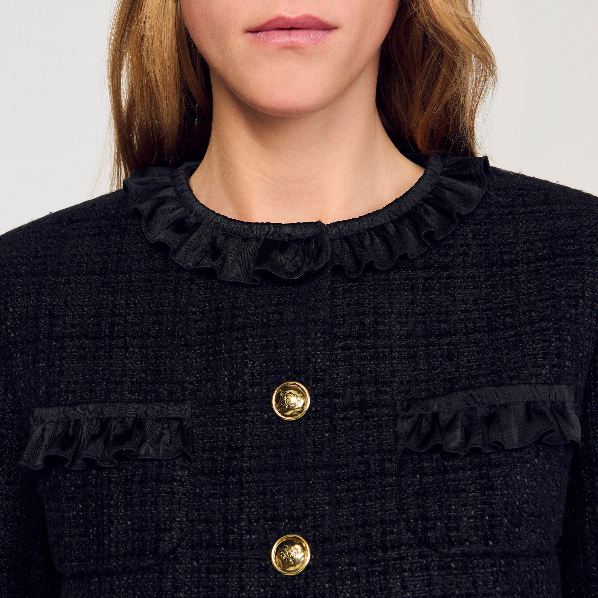 Ruffled tweed jacket