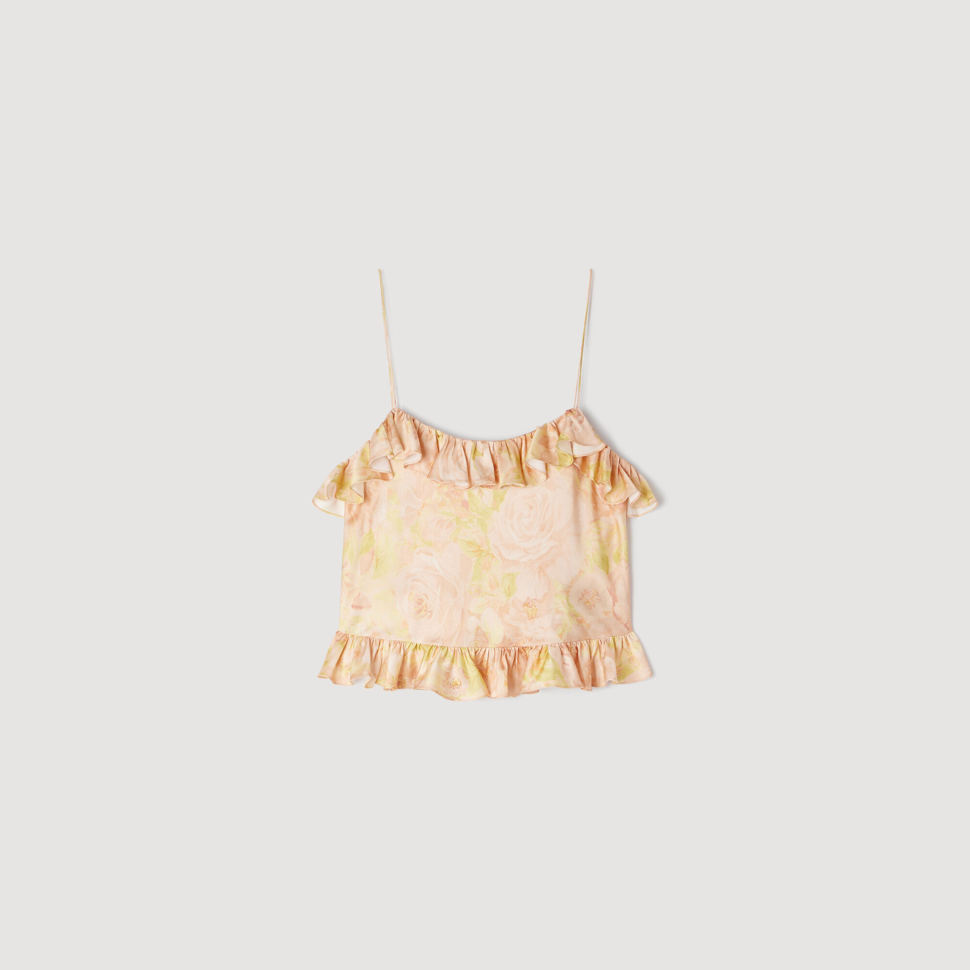 Flower print crop top pink For Women | Sandro Paris