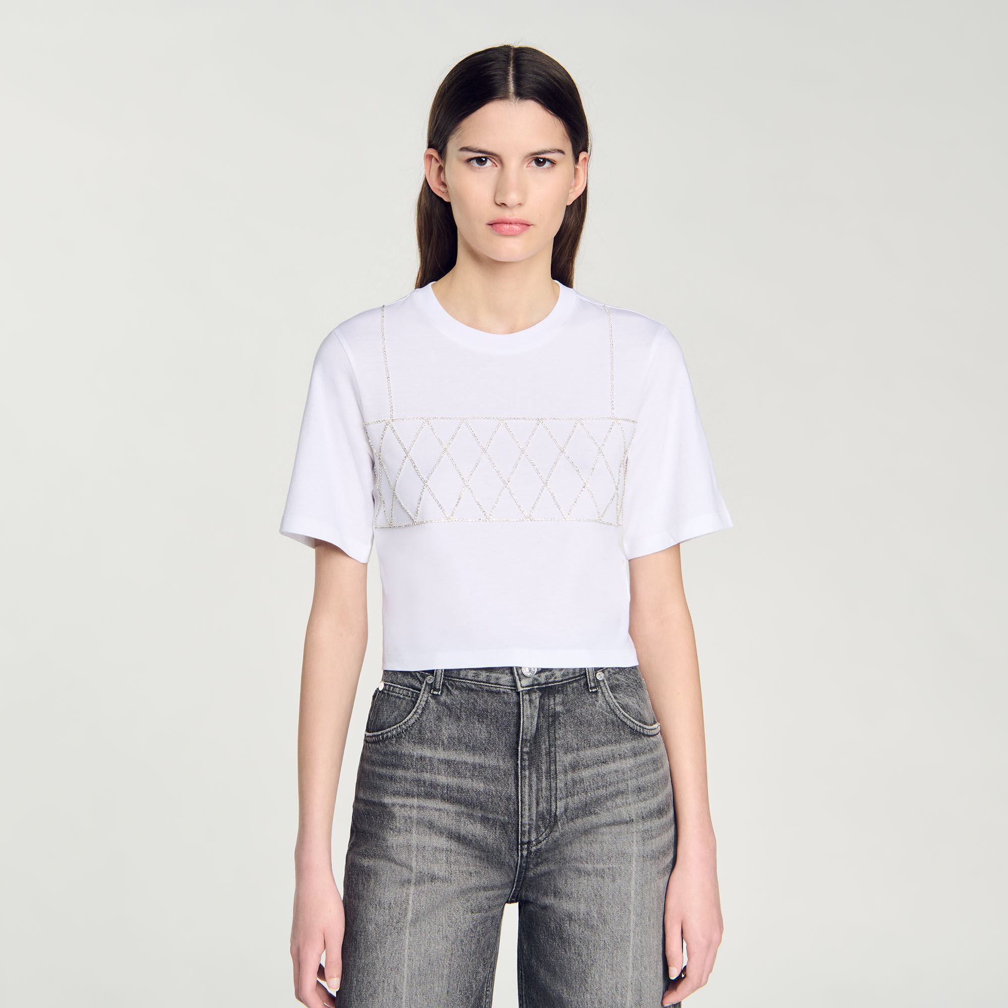 Rhinestone cropped T-shirt