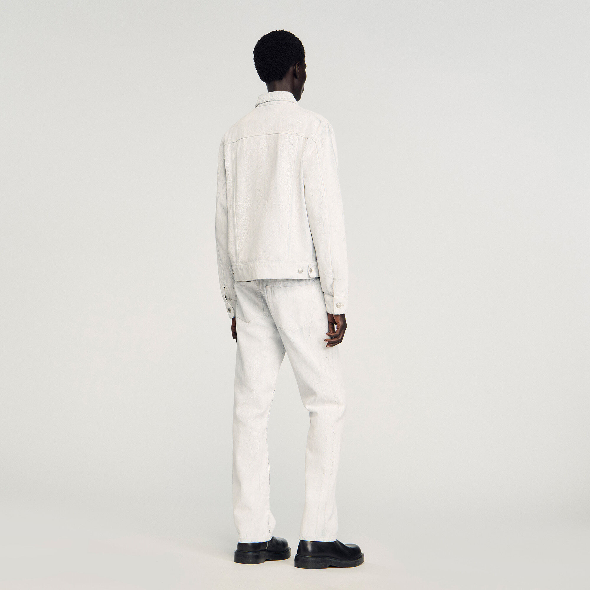 Cracked coated denim jacket