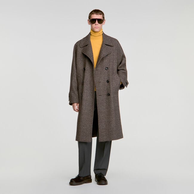Check wool coat