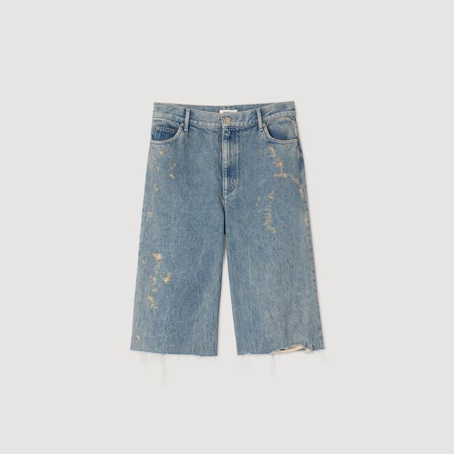 Distressed denim Bermuda shorts