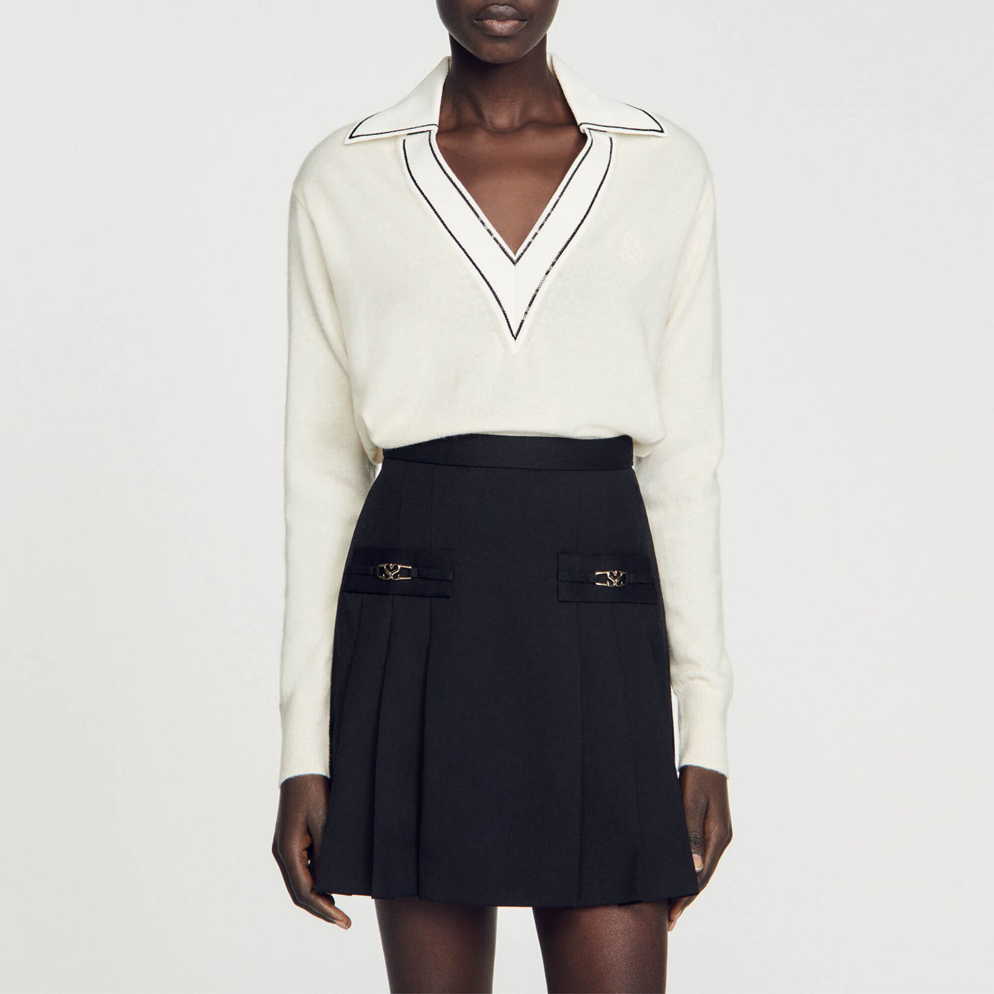 Jumper with polo shirt collar