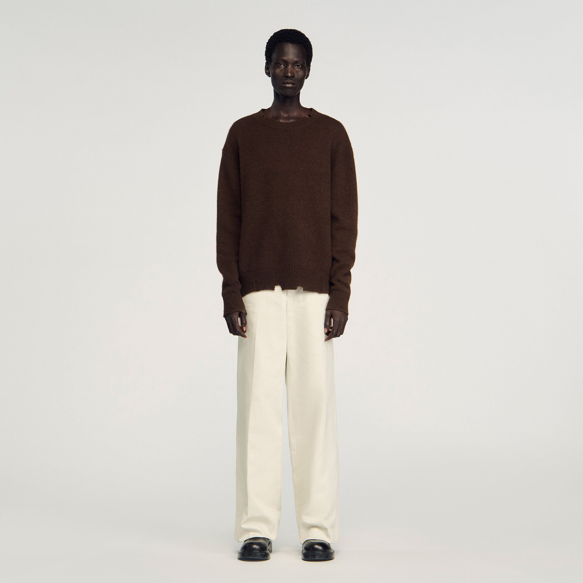 Destroyed effect wool jumper