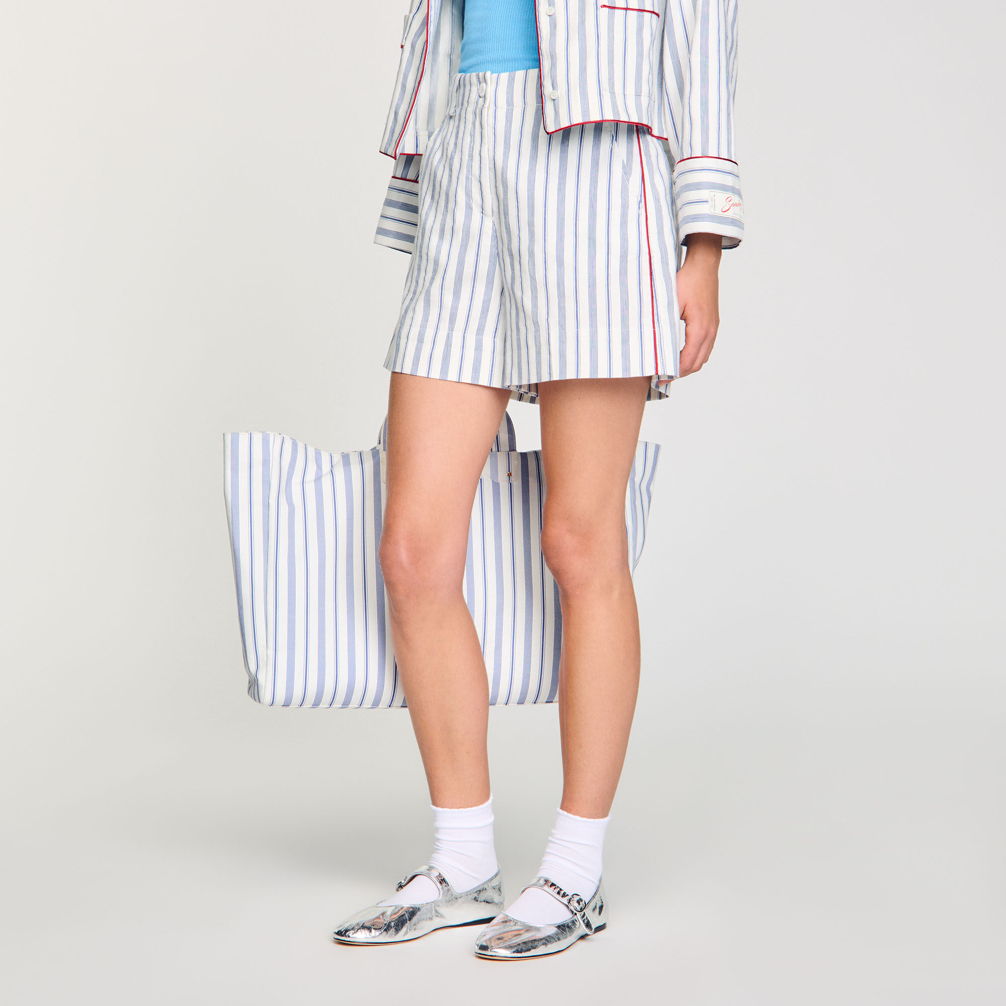 Striped shorts blue For Women | Sandro Paris