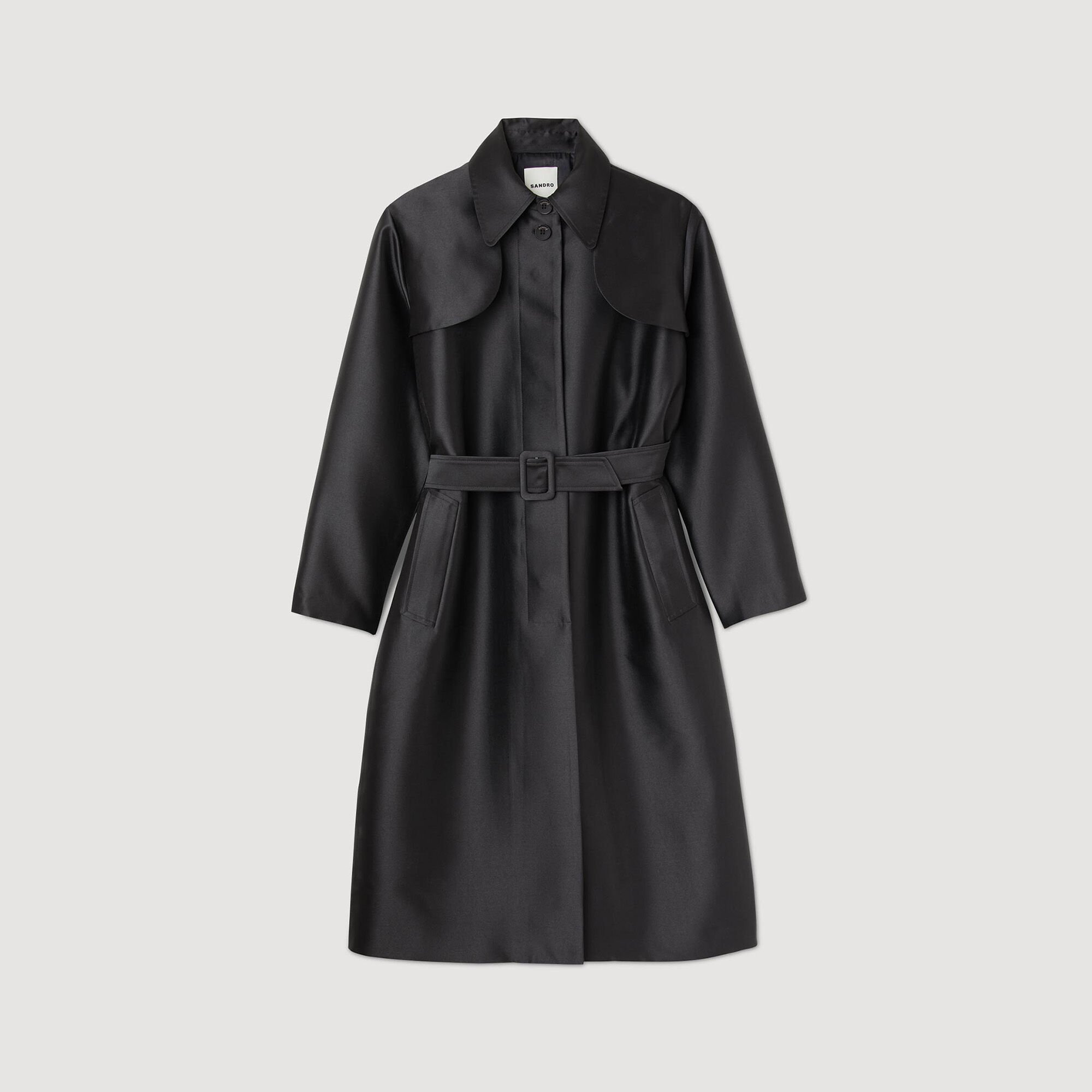 Satin-effect trench coat