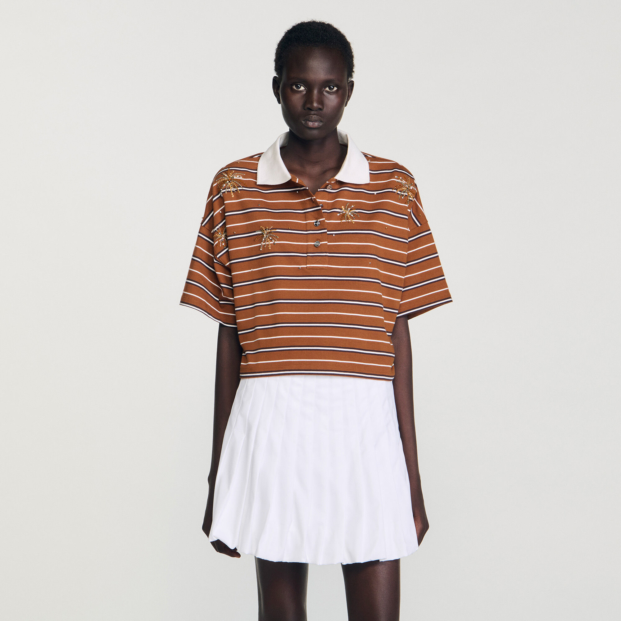 Striped rhinestone T-shirt