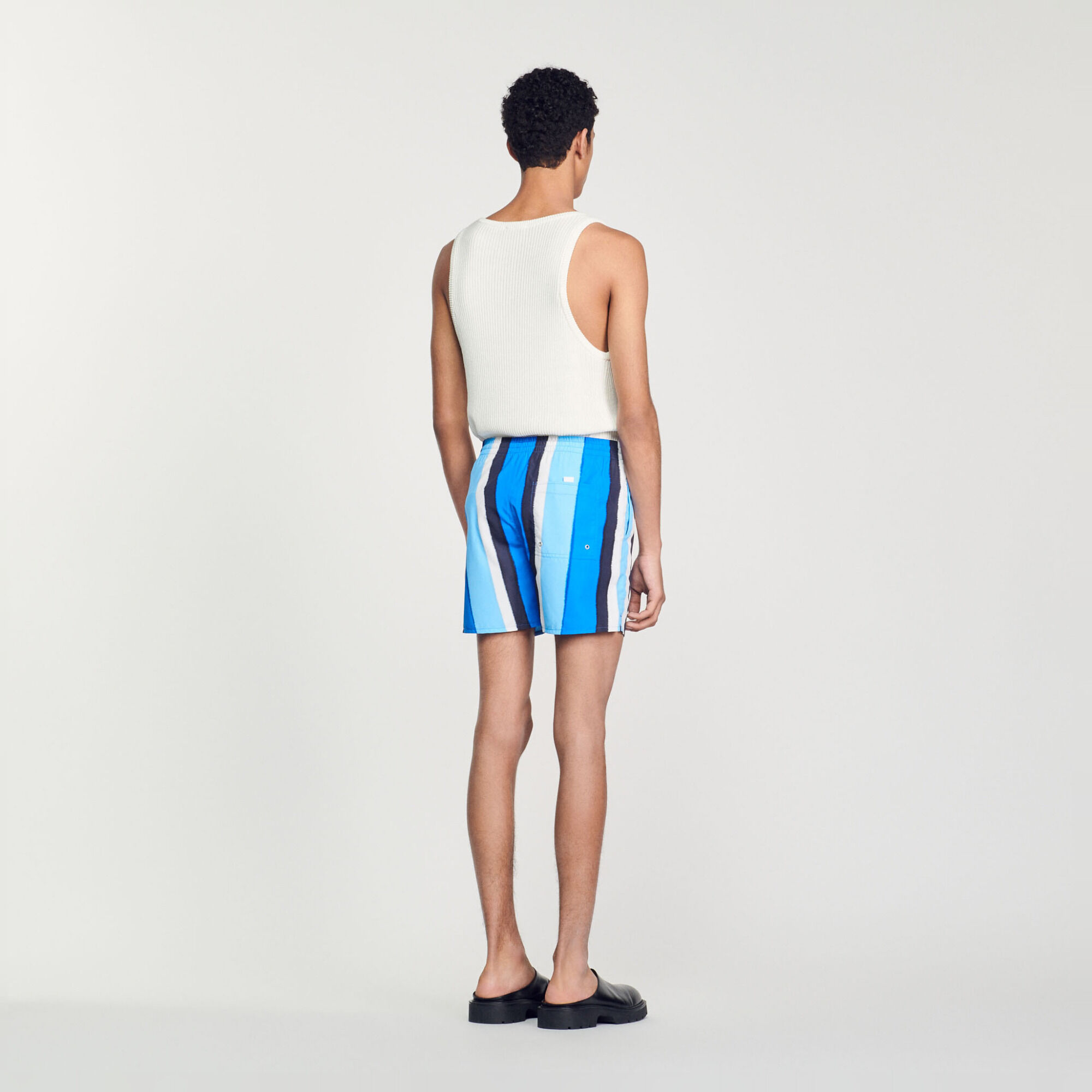 Printed striped swim shorts