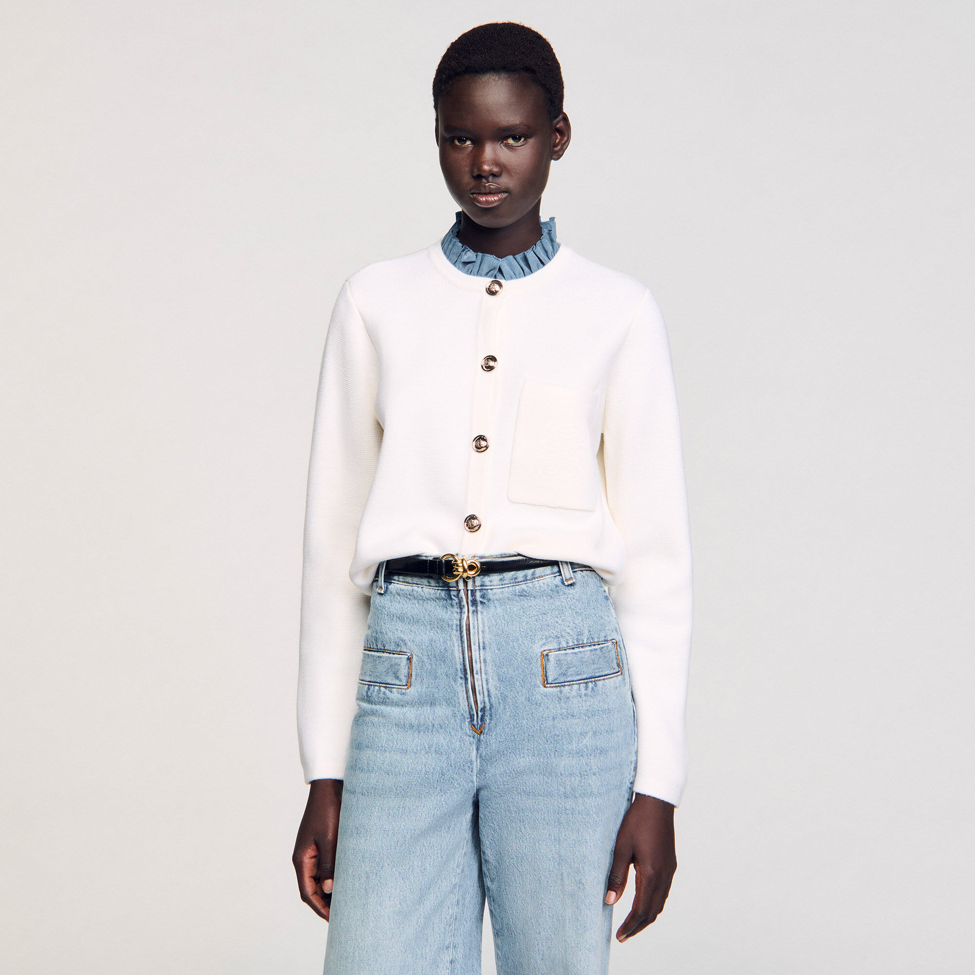SANDRO ベージュ 長袖カーディガン XS SANDRO ベージュ 長袖カーディガン XS