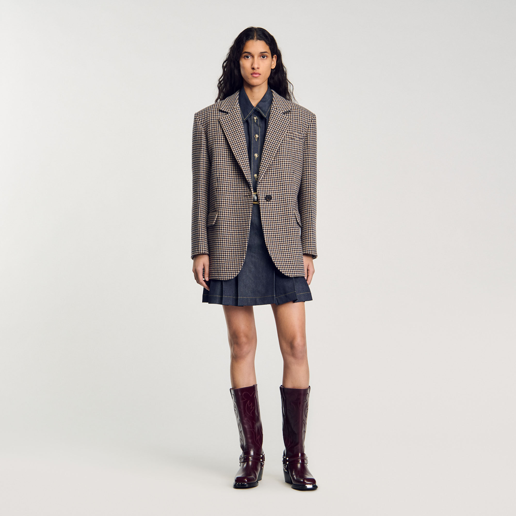 Sandro plaid coat sale