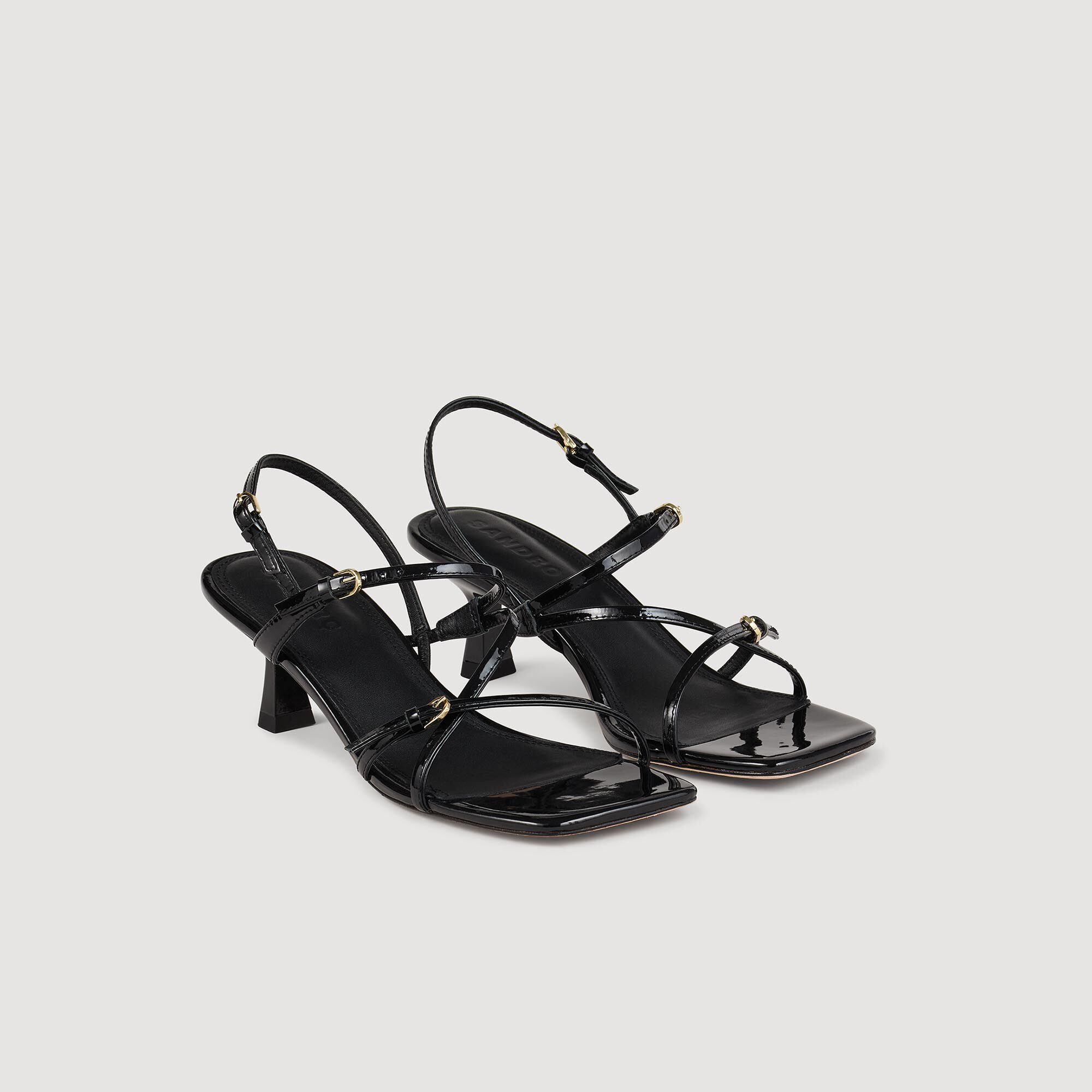 Sandals with straps black / gray For Women | Sandro Paris
