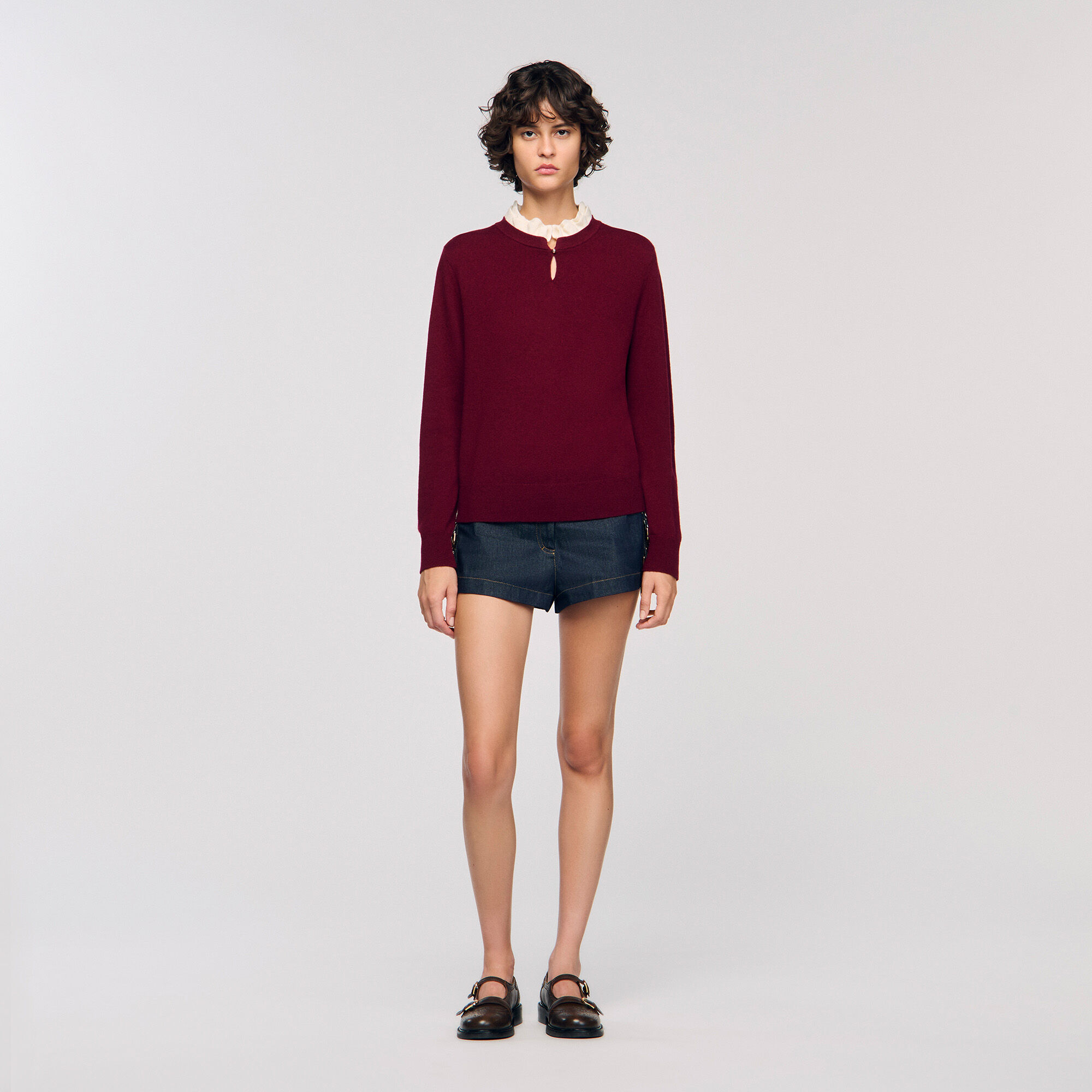 Ruffled-neck jumper