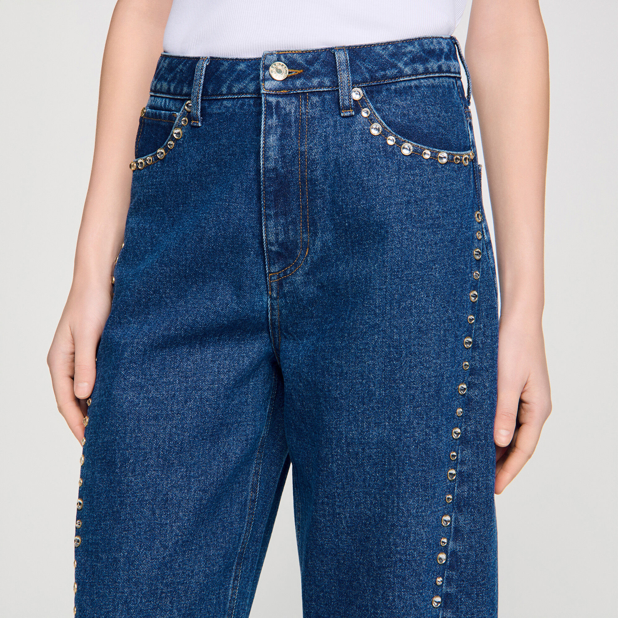 Rhinestone barrel jeans